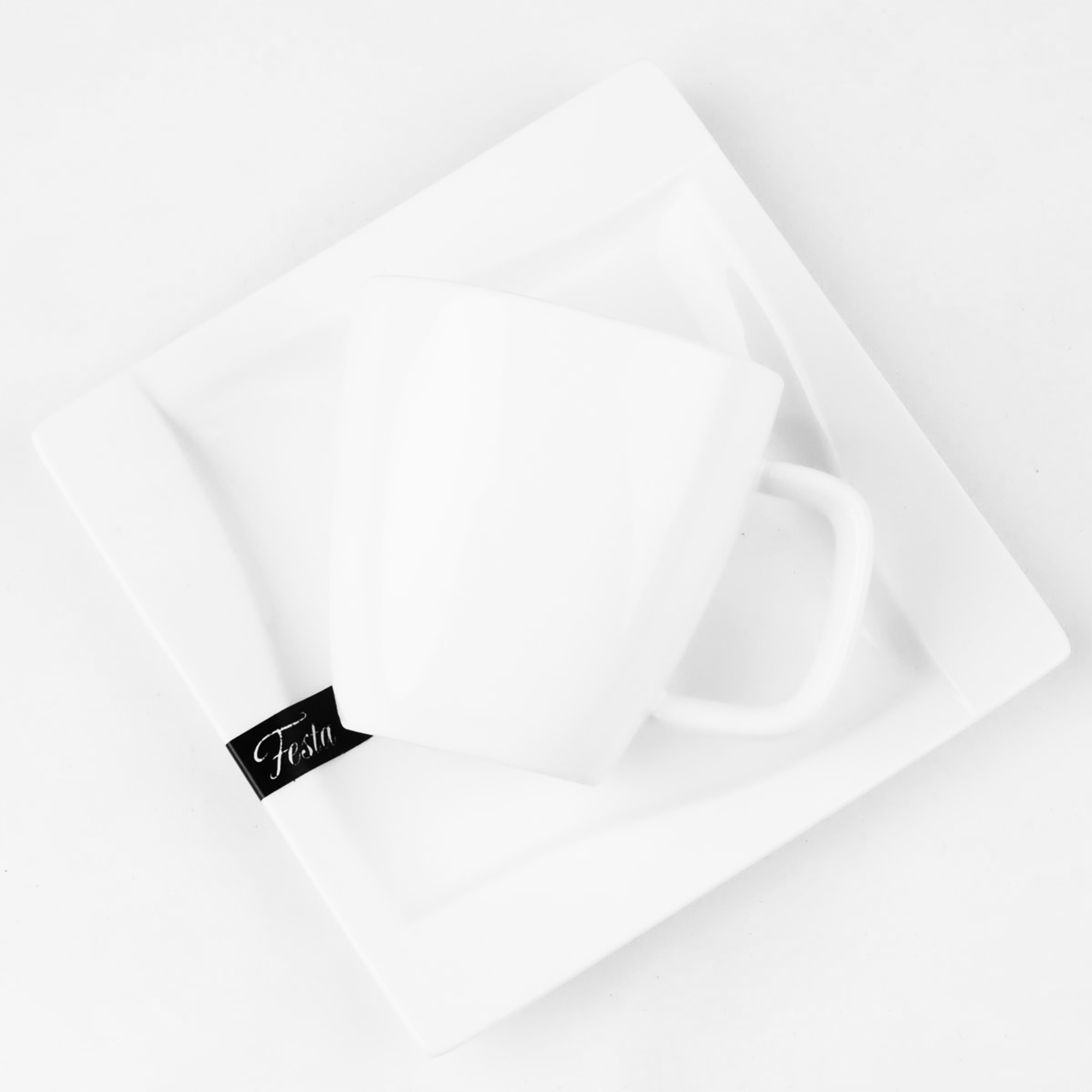 FILIŻANKA ZE SPODKIEM 200ML KPL. VIVA PORCELANOWA BIAŁA DO KAWY UNIWERSALNA