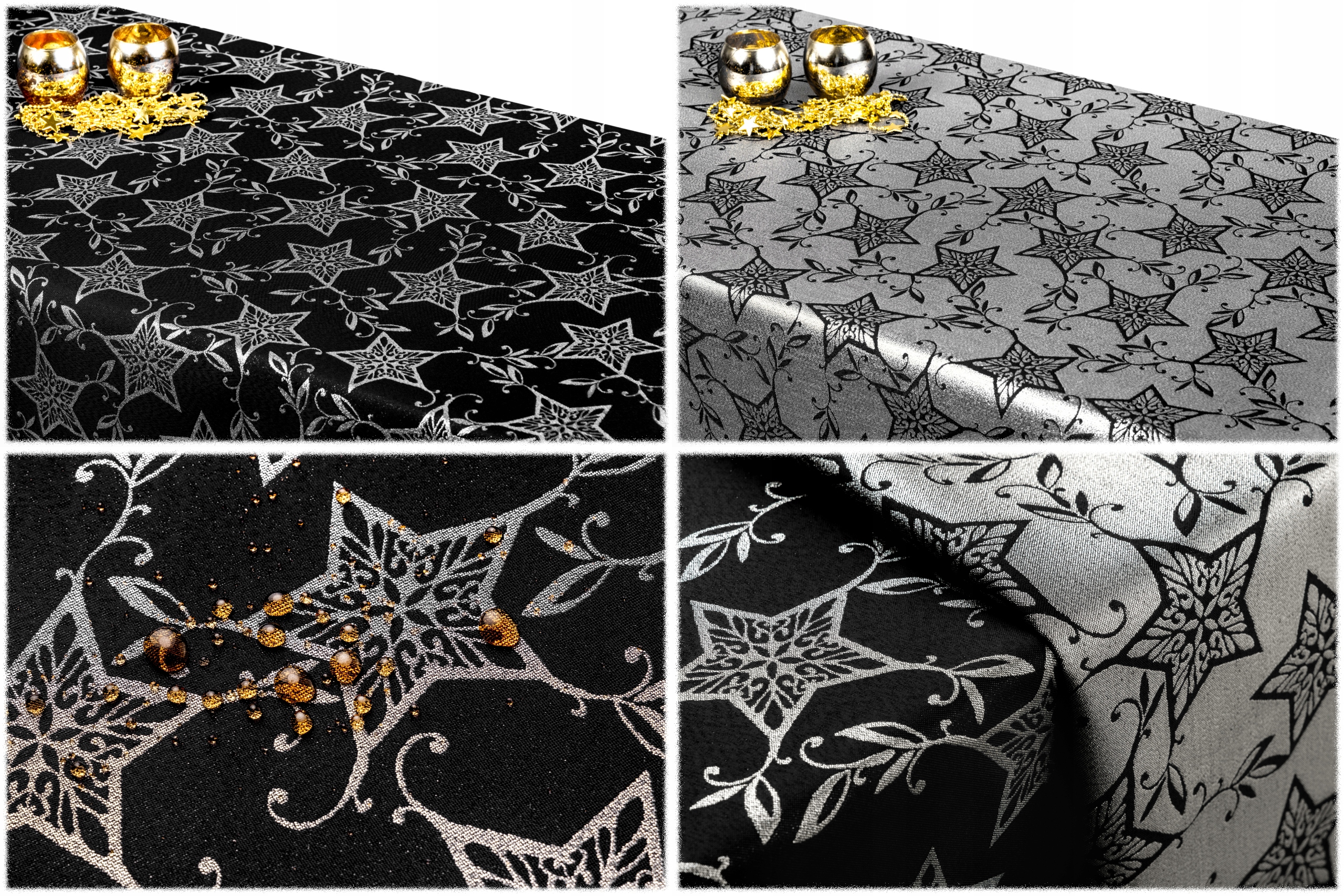 

obrus Dwustronny 130x220 Czarny wigilia Srebrny