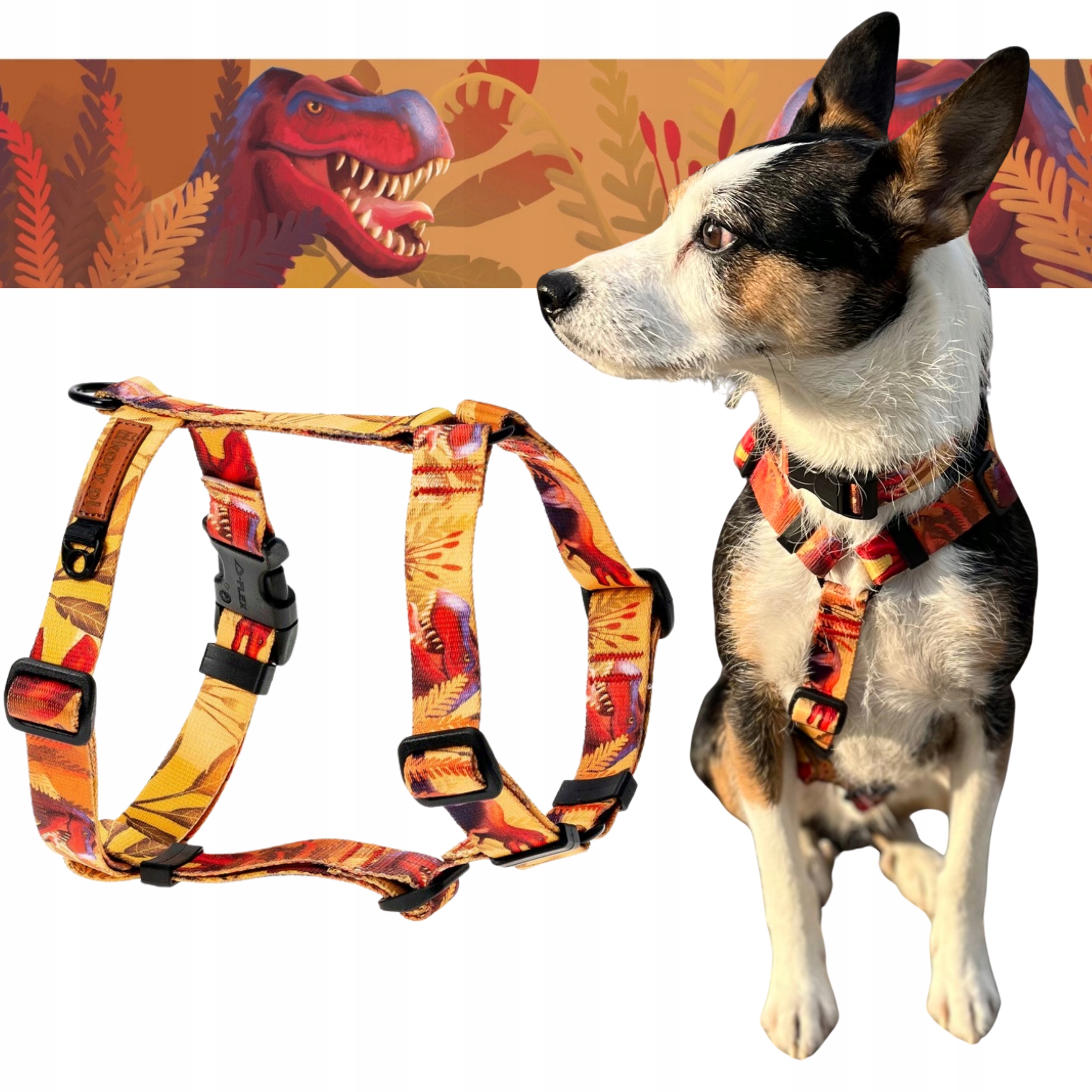 Šle Guard silné pro velmi velkého aktivního psa XL 30 mm Ukory Dinosauři