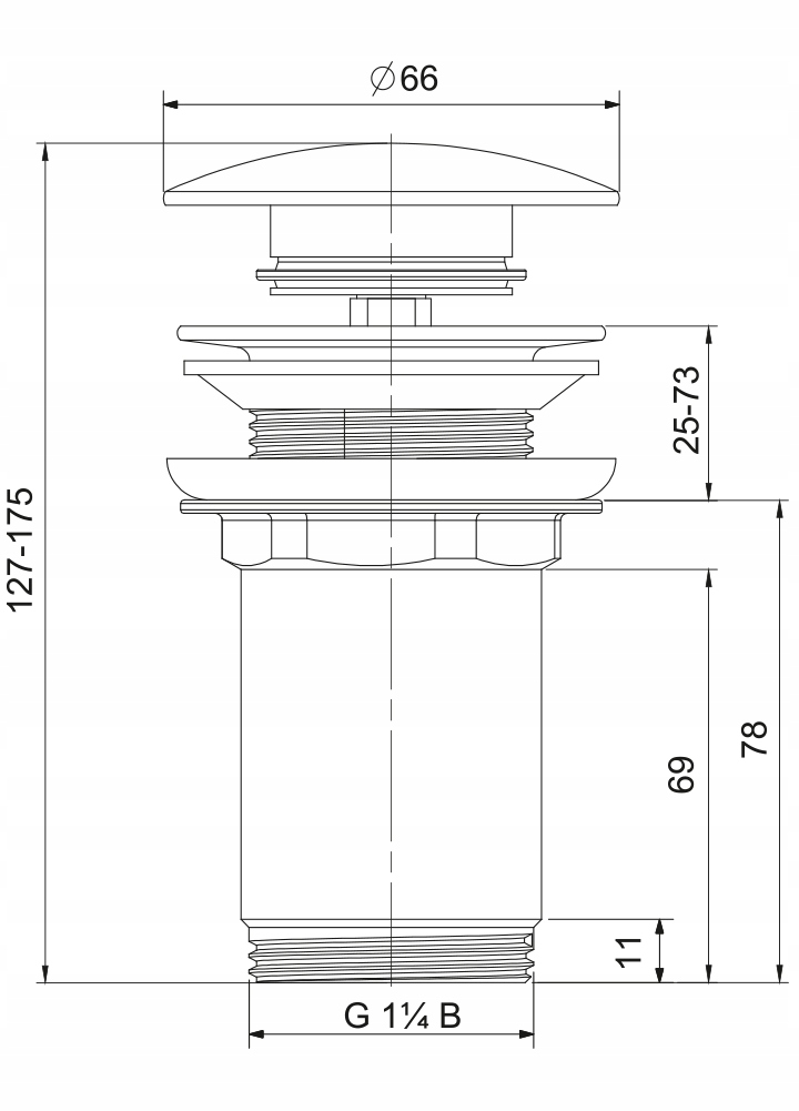 Korek bez przelewu klik-klak okrągły Diamond CHROM EAN (GTIN) 5907547682285