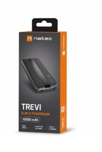 Natec Powerbanka Trevi Slim Q 10000mAh 2x Usb Qc 3.0 1x Usb-c Pd Černá