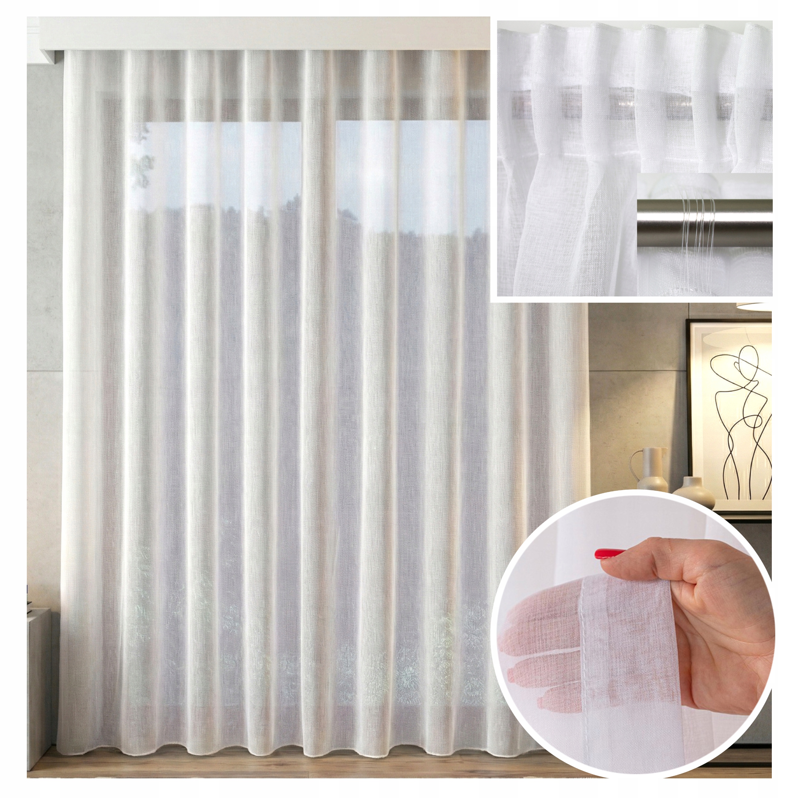 Hotová Záclona Moderní Paulina Etamin páska Olověná 400x220 cm Tunel