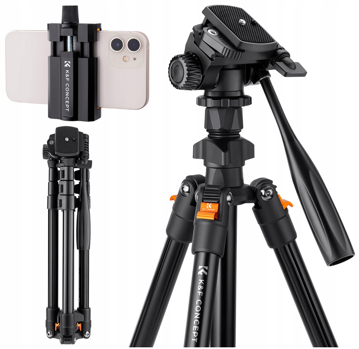 K&f Fotografický stativ pro fotoaparát, telefon hlava držák telefonu