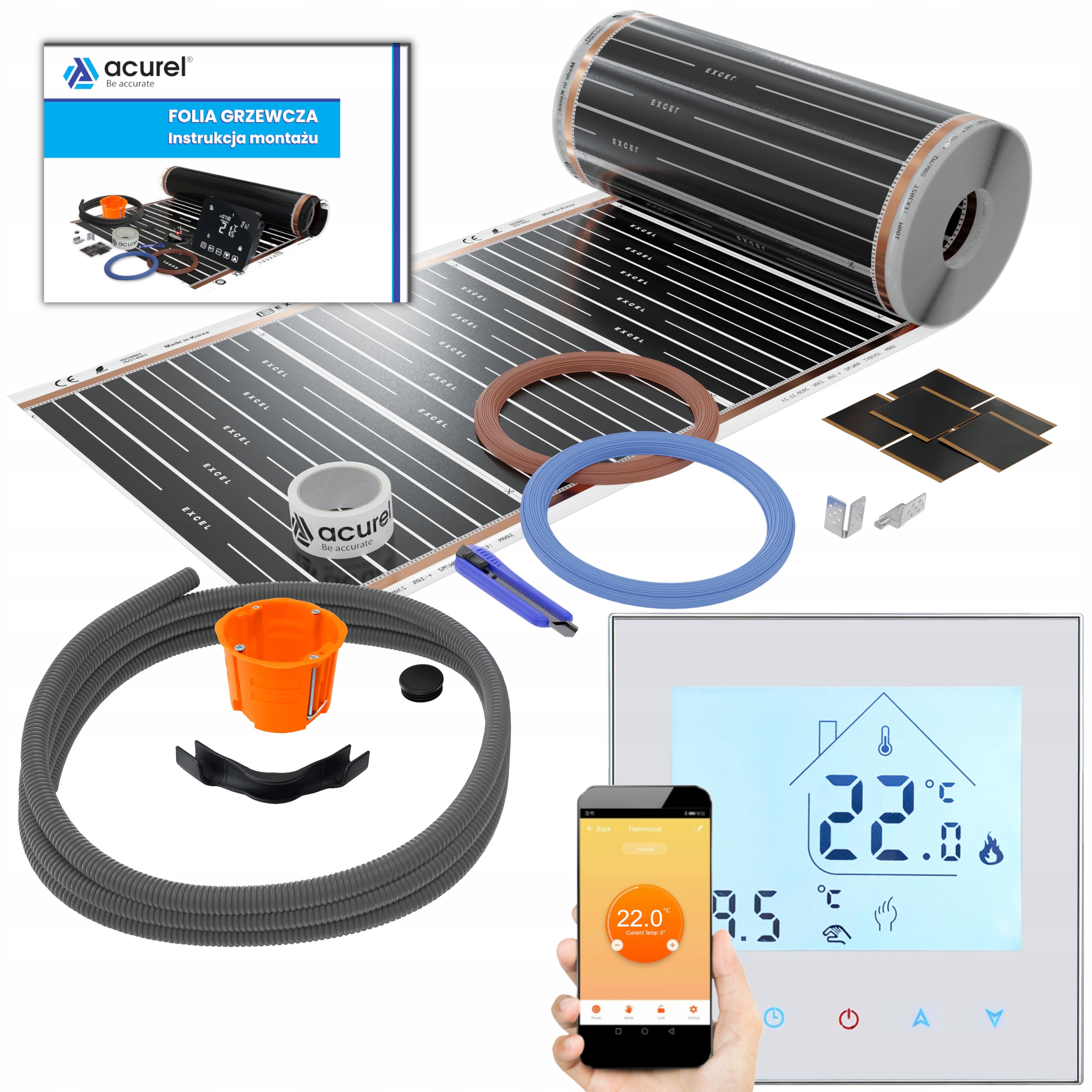 

Folia mata grzewcza na podczerwień 220W 1m² Zestaw