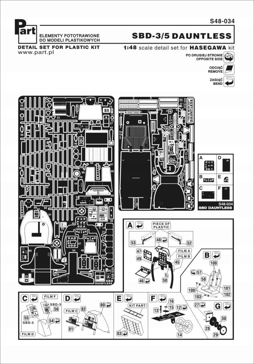 Part S48-034 1/48 Sbd 3/5 Dauntless interiér (Hasegawa)