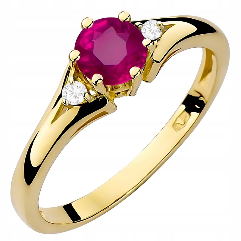 Zlatý Prstýnek pr. 585 s brilianty 0,029 ct a rodolitem 0,60 ct 14k