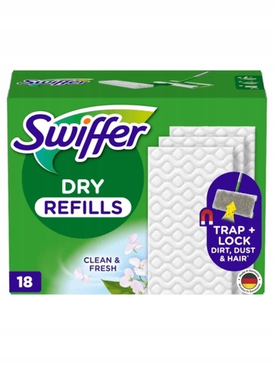 Levně 3x Suché ubrousky Swiffer Náhradní náplň do mopu 18ks