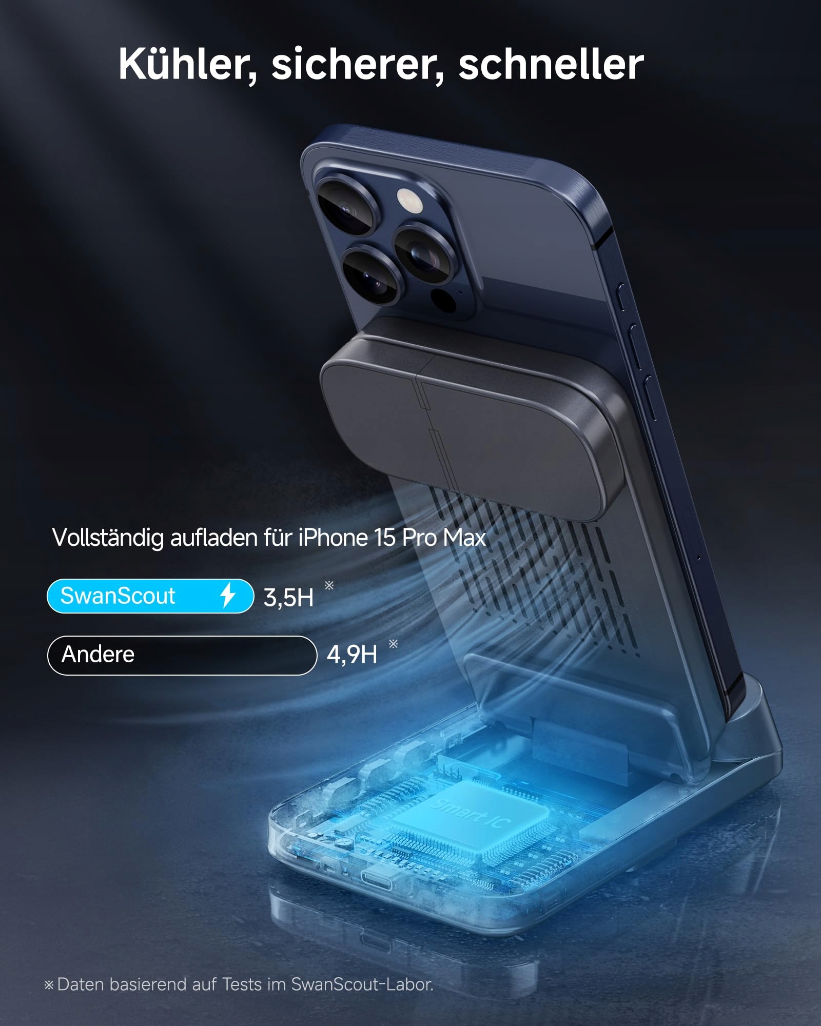 SWANSCOUT Stacja Ładowania Indukcyjna 3w1 iPhone Apple Watch AirPods — miniatura 6