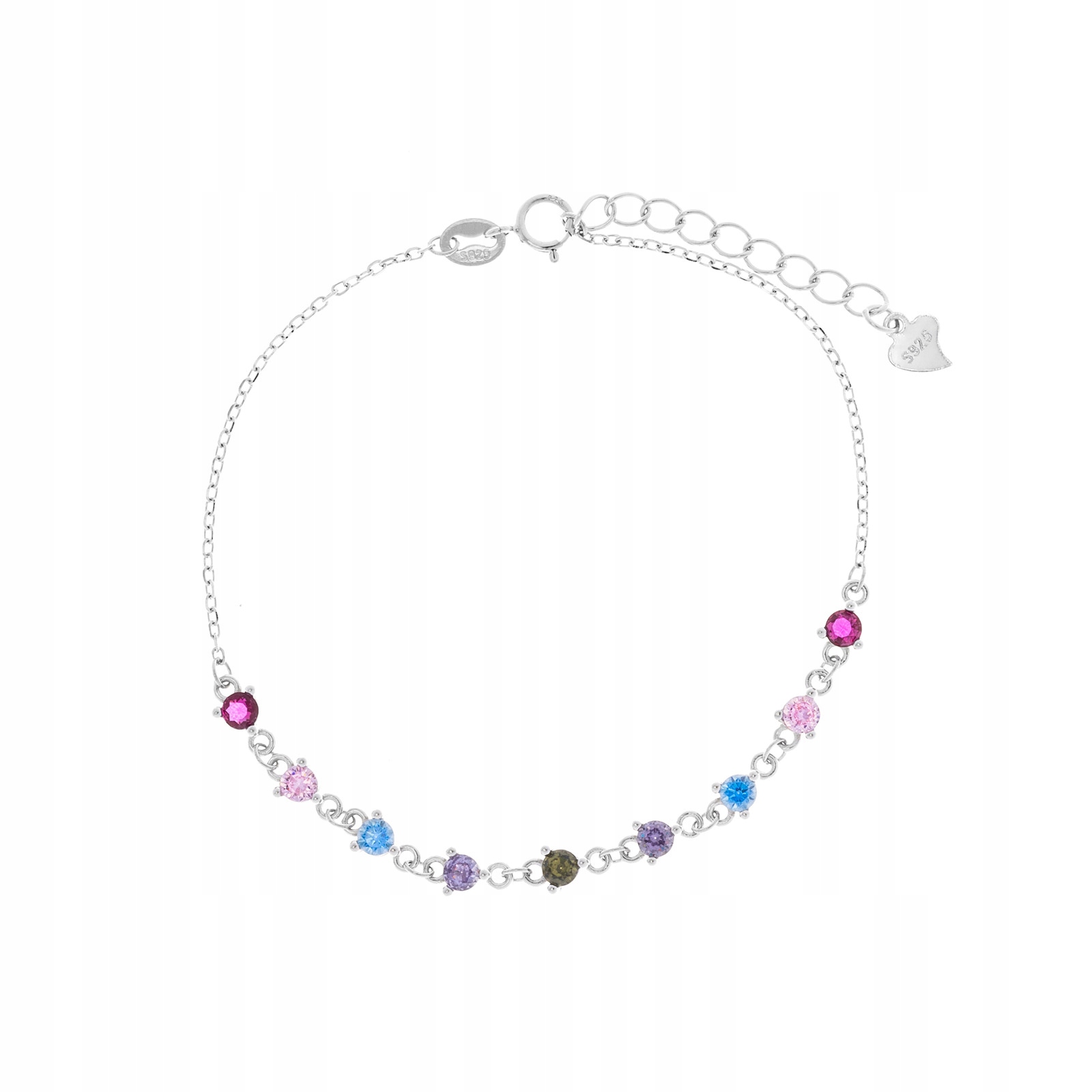 Stříbrný náramek 925 Barevné Zirkony