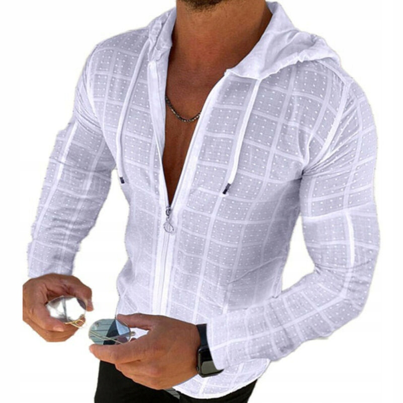 

Męskie bluzy z kapturem na zamek na co dzień J