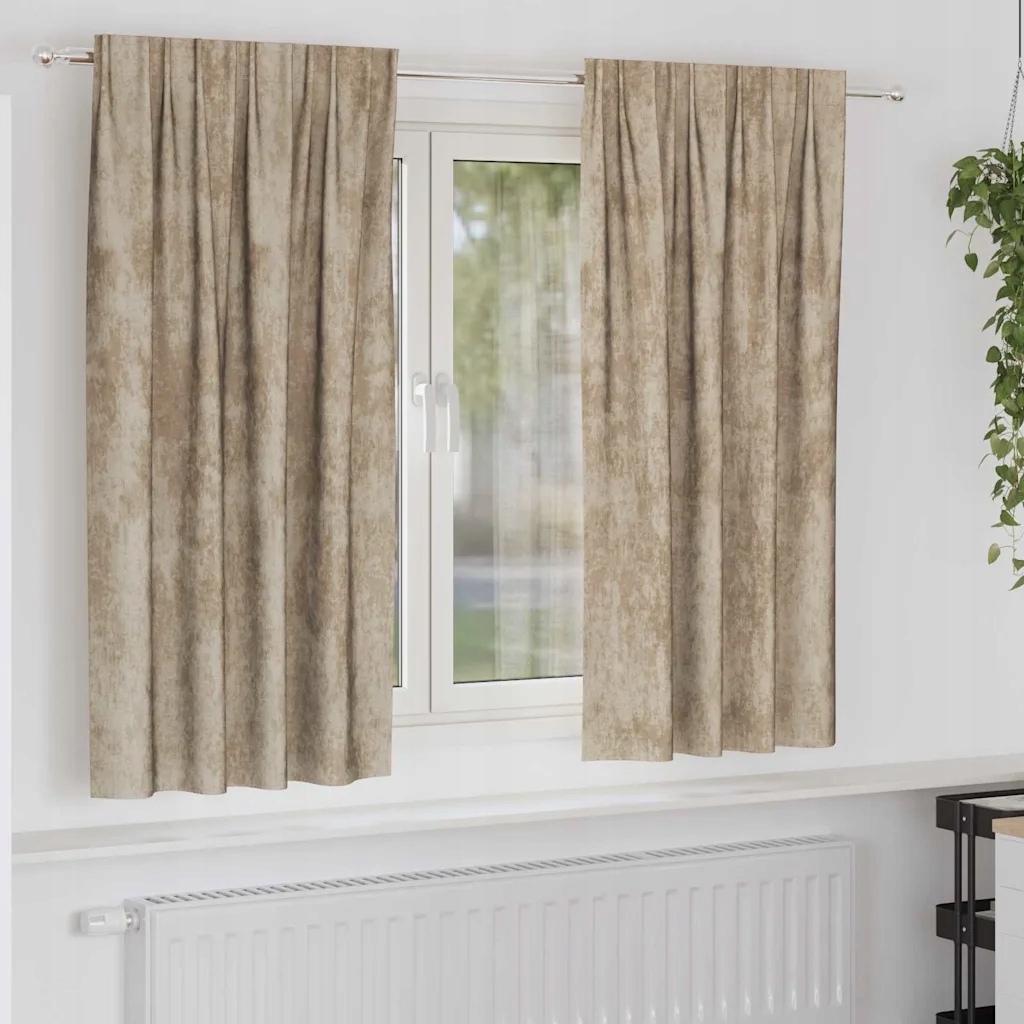 vidaXL Sametové závěsy se záclonami 2 pcs champagne 175 x 140 cm samet