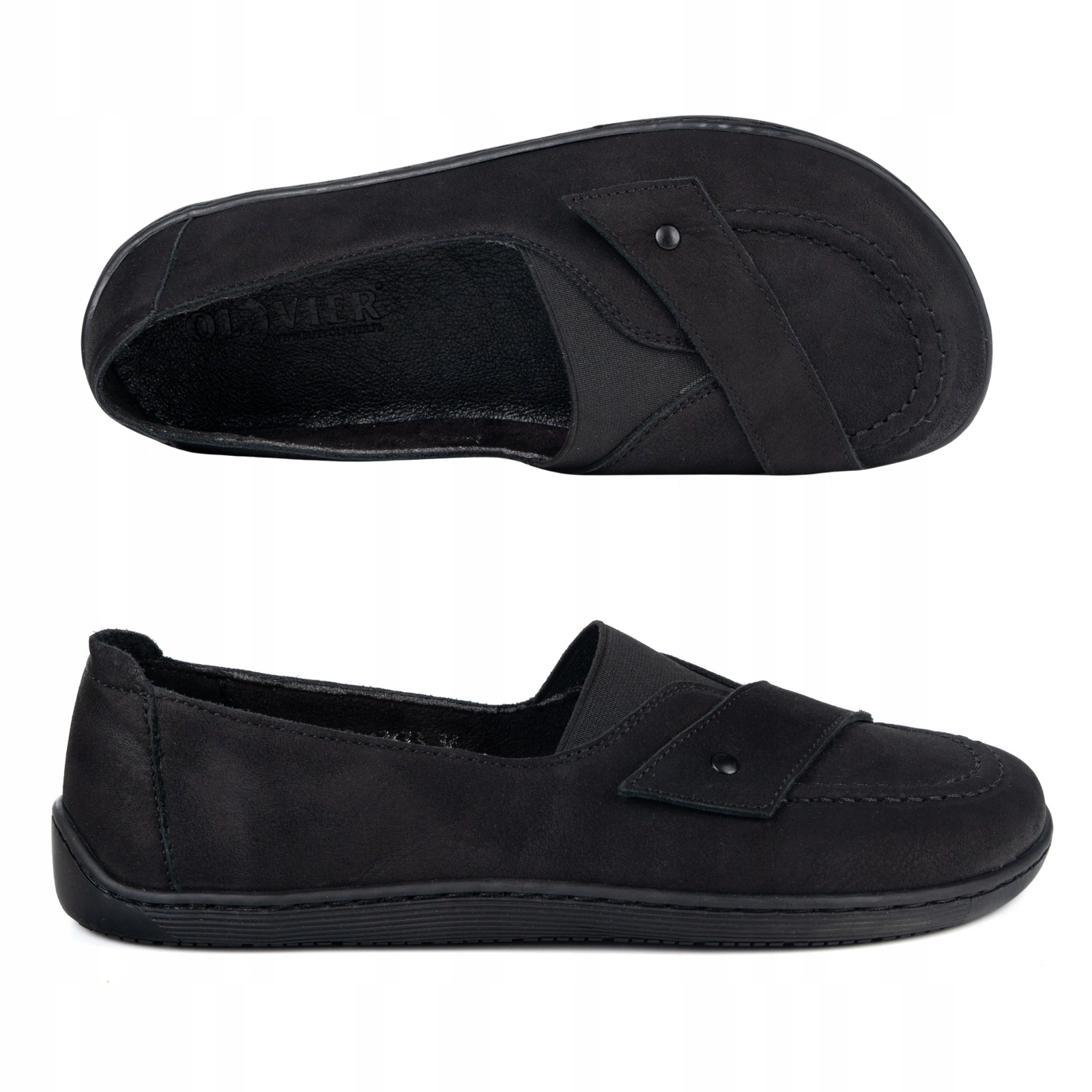Dámské barefoot mokasíny Giulia slip on z přírodní kůže, černé, velikost 43
