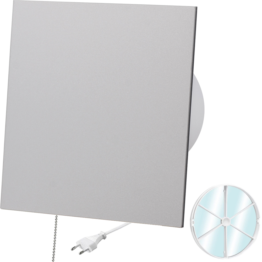 Ventilátor S Plexi Zpětným Ventilem, Šedý Vypínač A Zástrčka Fi 100