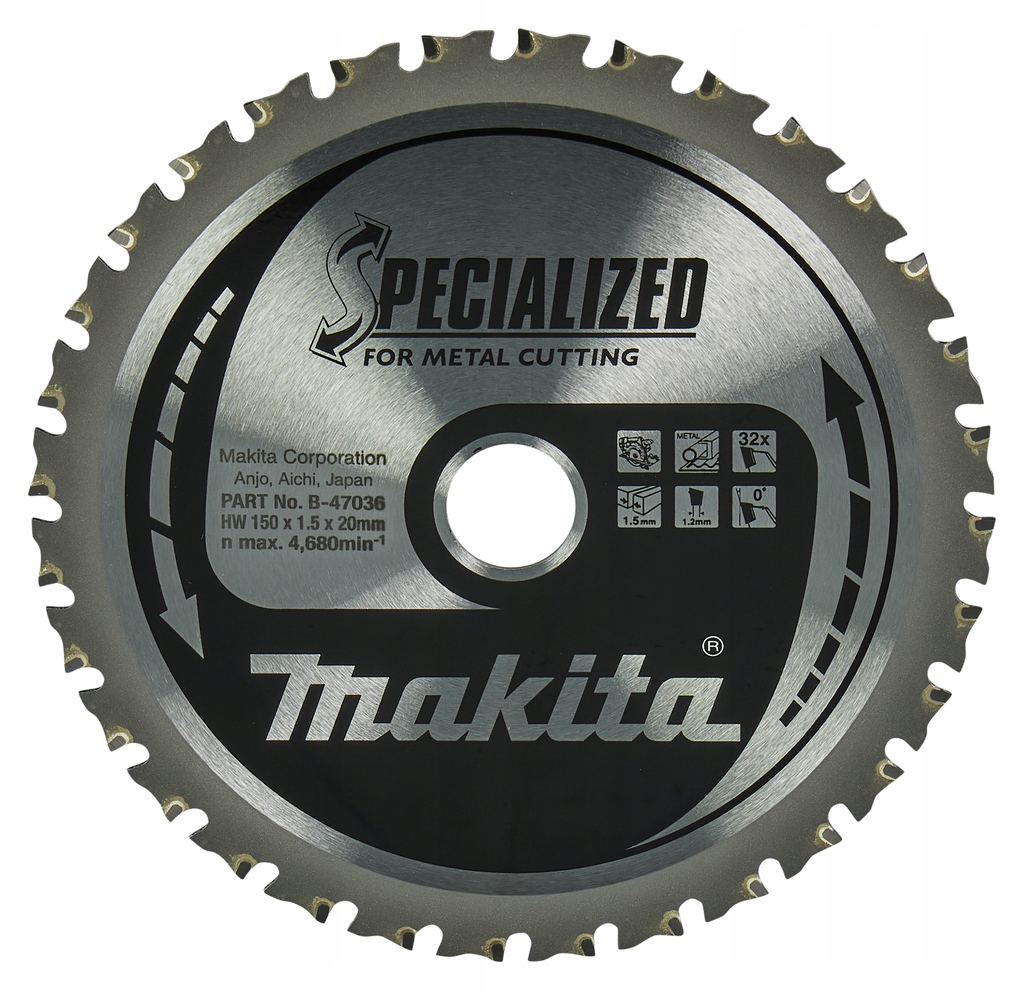 

Tarcza tnąca Standard Makita 150x20 mm 32 zęby