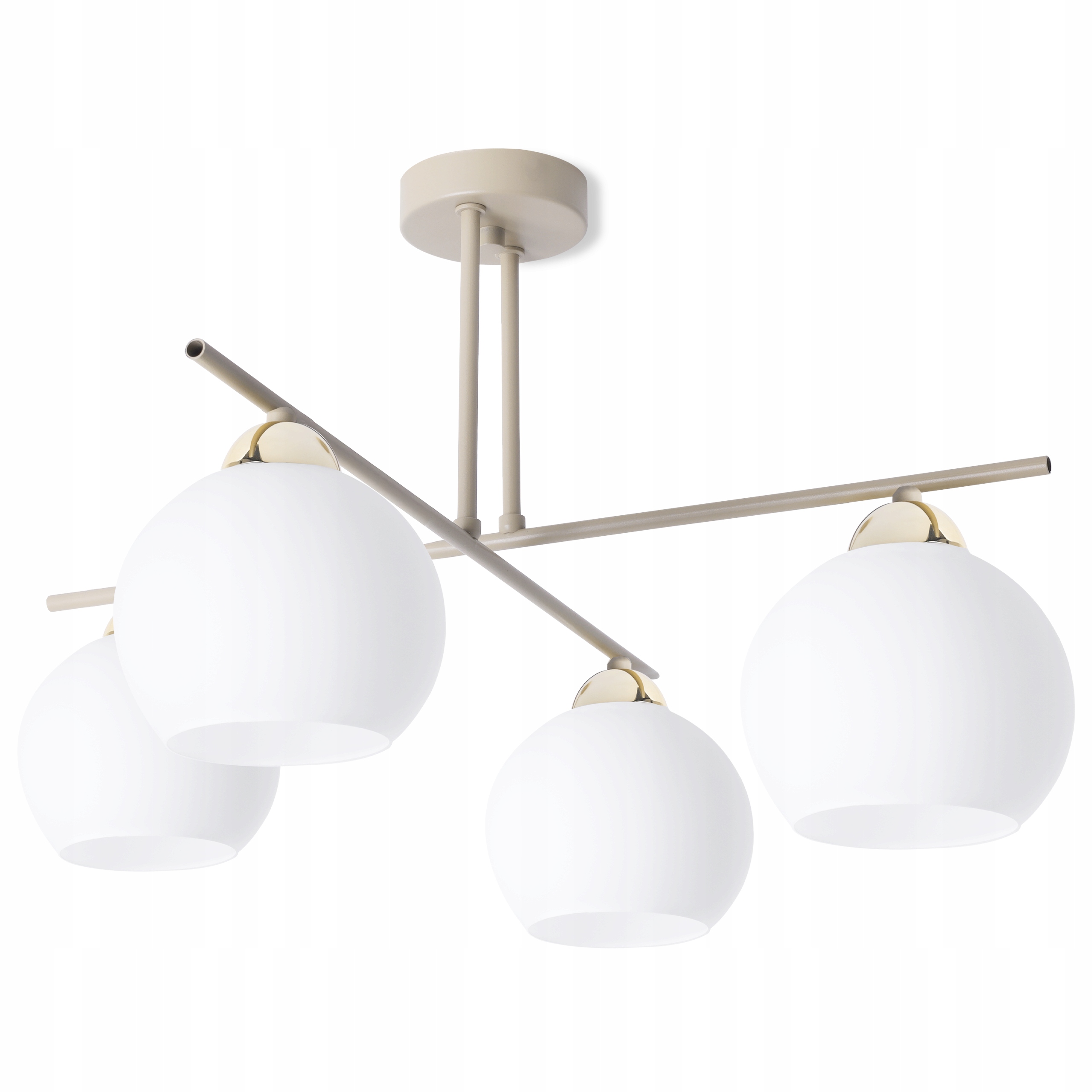 Závěsná Stropní Lampa Lustr Béžovo-zlatá, Bílé Koule Do Jídelny Obývacího Pokoje