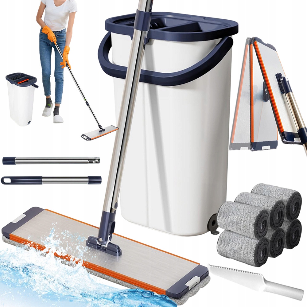Plochý Mop 2 Komorový 5 Náplní, Kompaktní, Nejlepší, Separace, Čistá Špinavá Voda