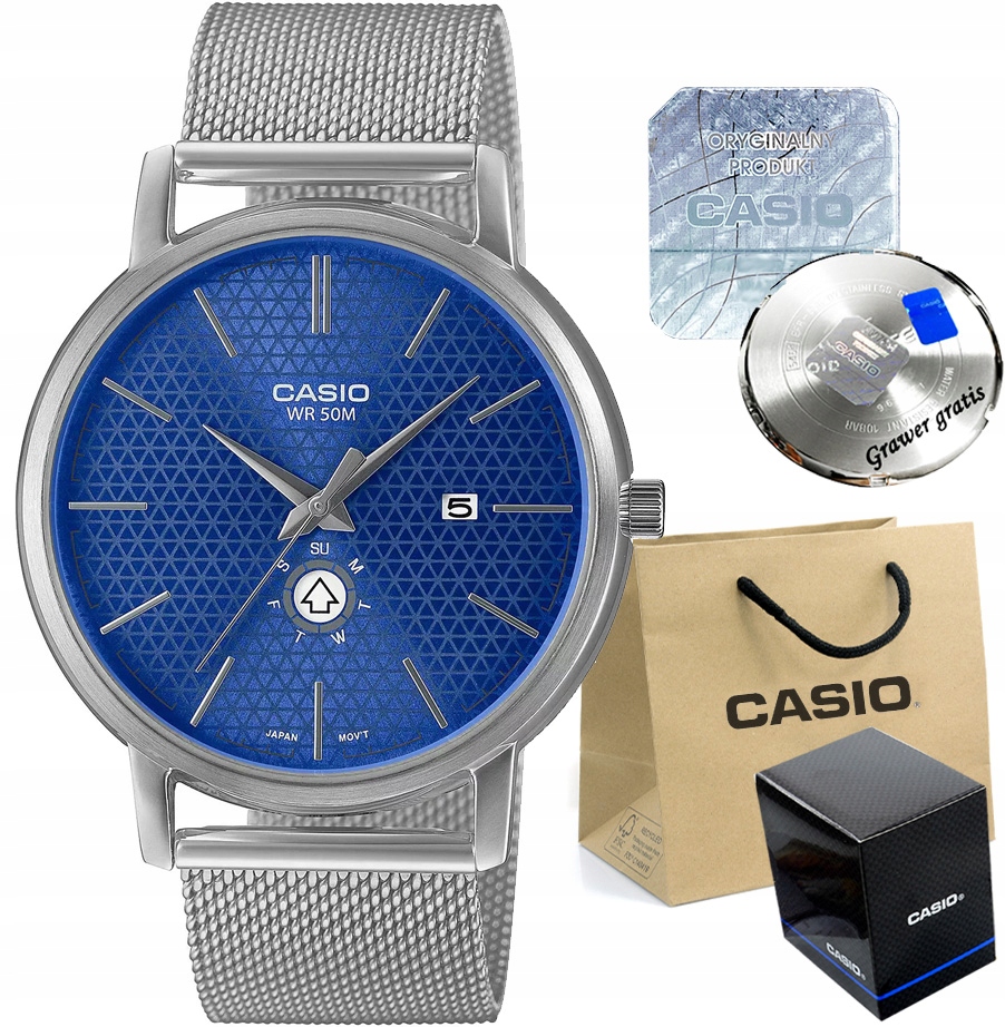 Pánské hodinky Casio síťovina data Gravírování krabička