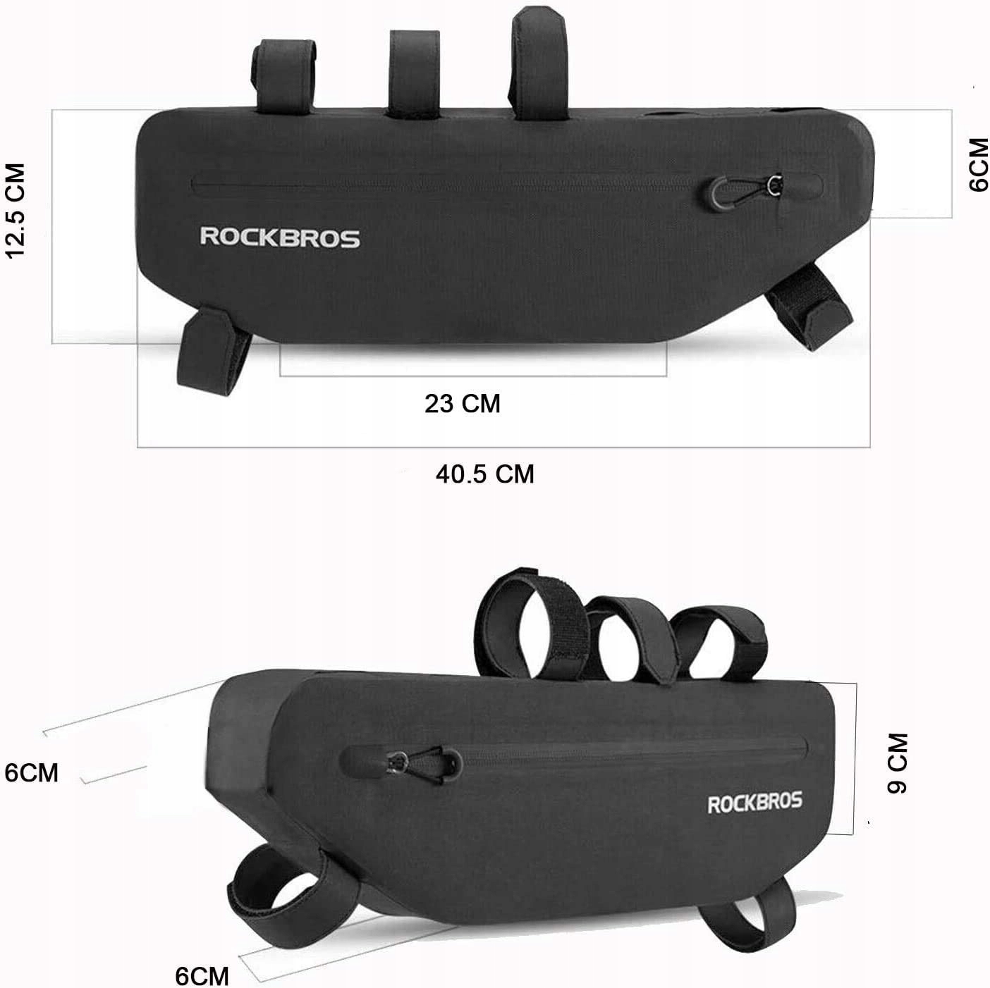 Torba SAKWA ROWEROWA pod ramę WODOSZCELNA 4l RockBros ZR15 Kolor dominujący czarny