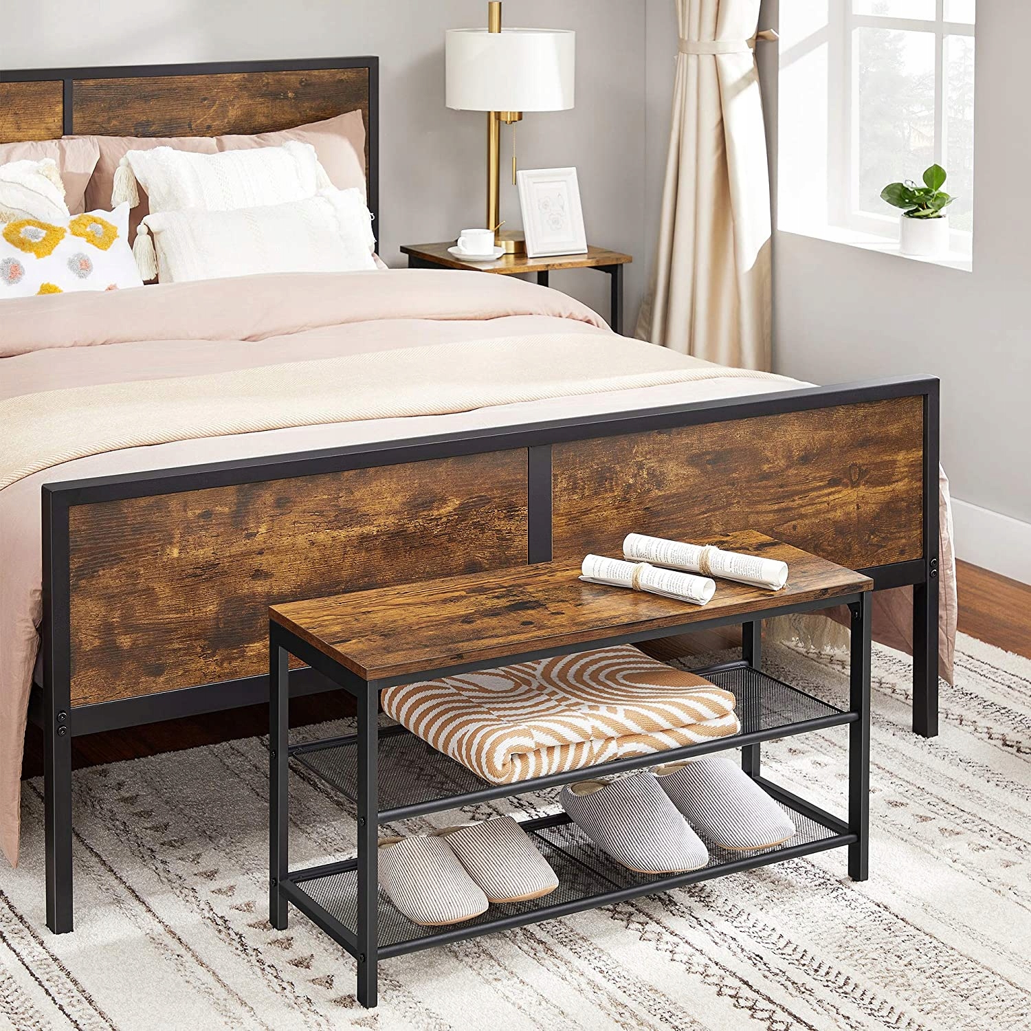 ŁAWKA PÓŁKA NA BUTY RUSTYKALNA LOFT INDUSTRIALNA Marka Vasagle