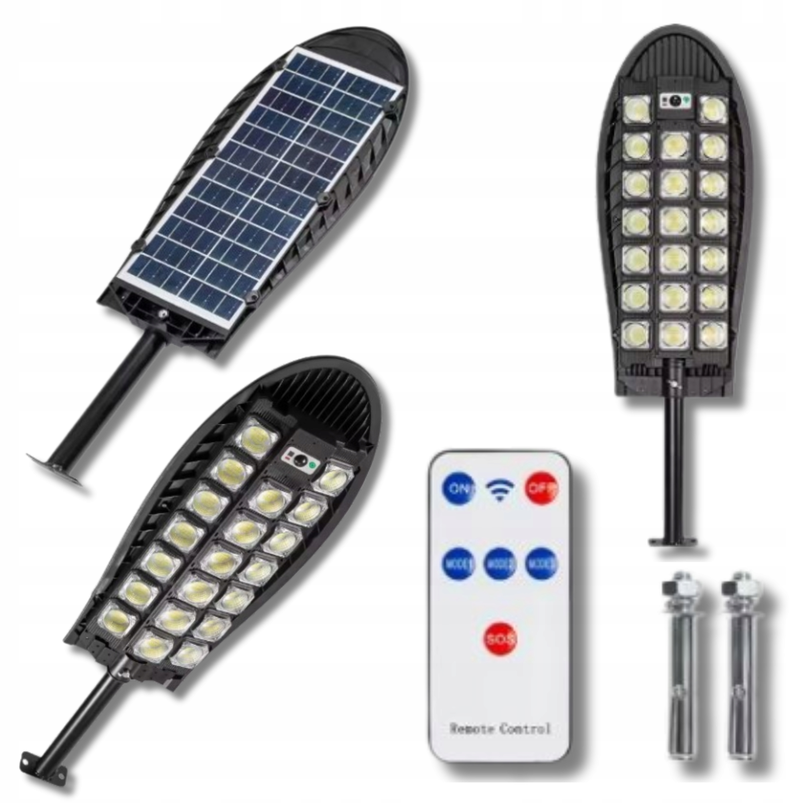 Solární Lampa Silná pouliční lampa Dálkové ovládání Snímač pohybu soumraku Led