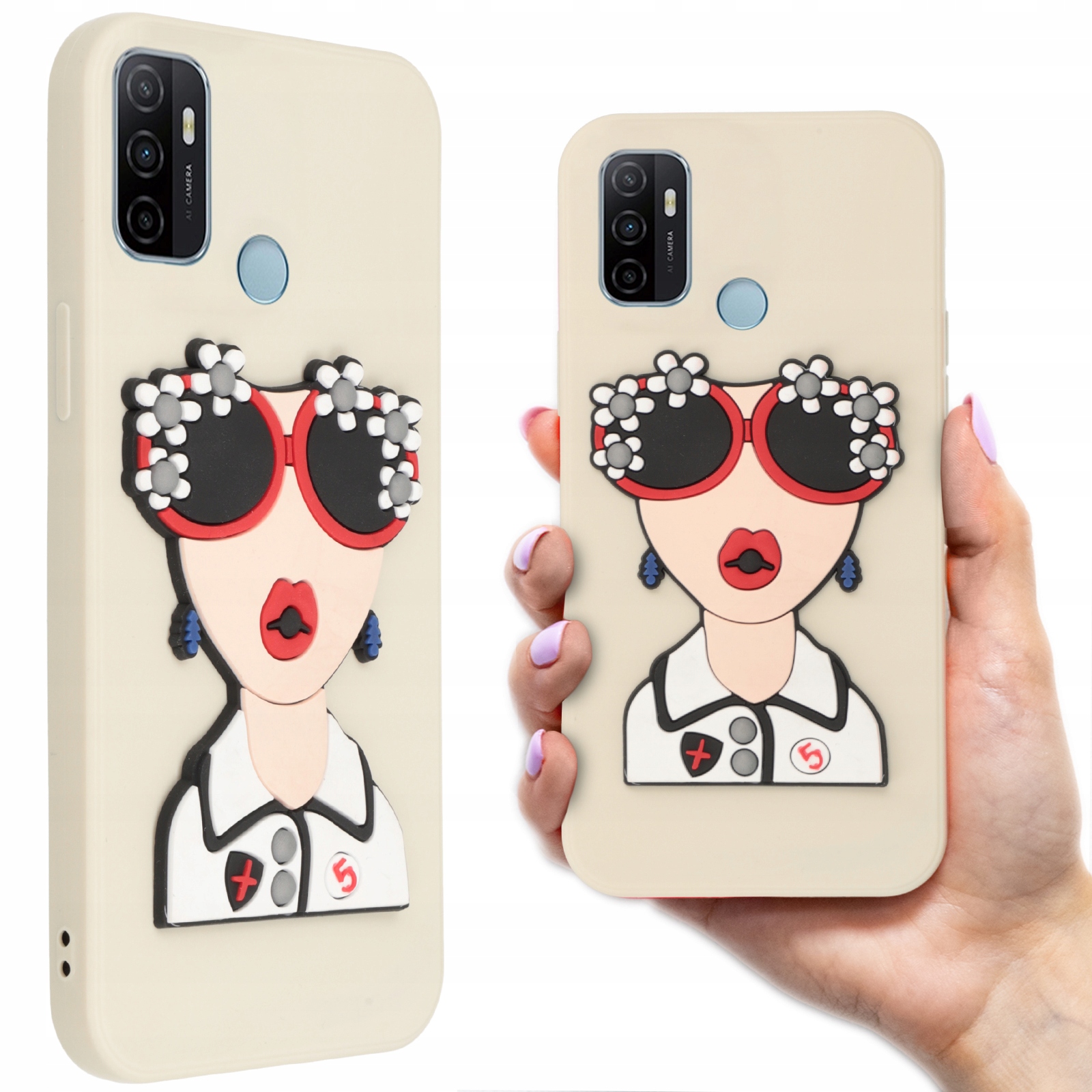 Pouzdro Matné Ecru Pro Oppo A53 5G Fashion Girl 3D Wz