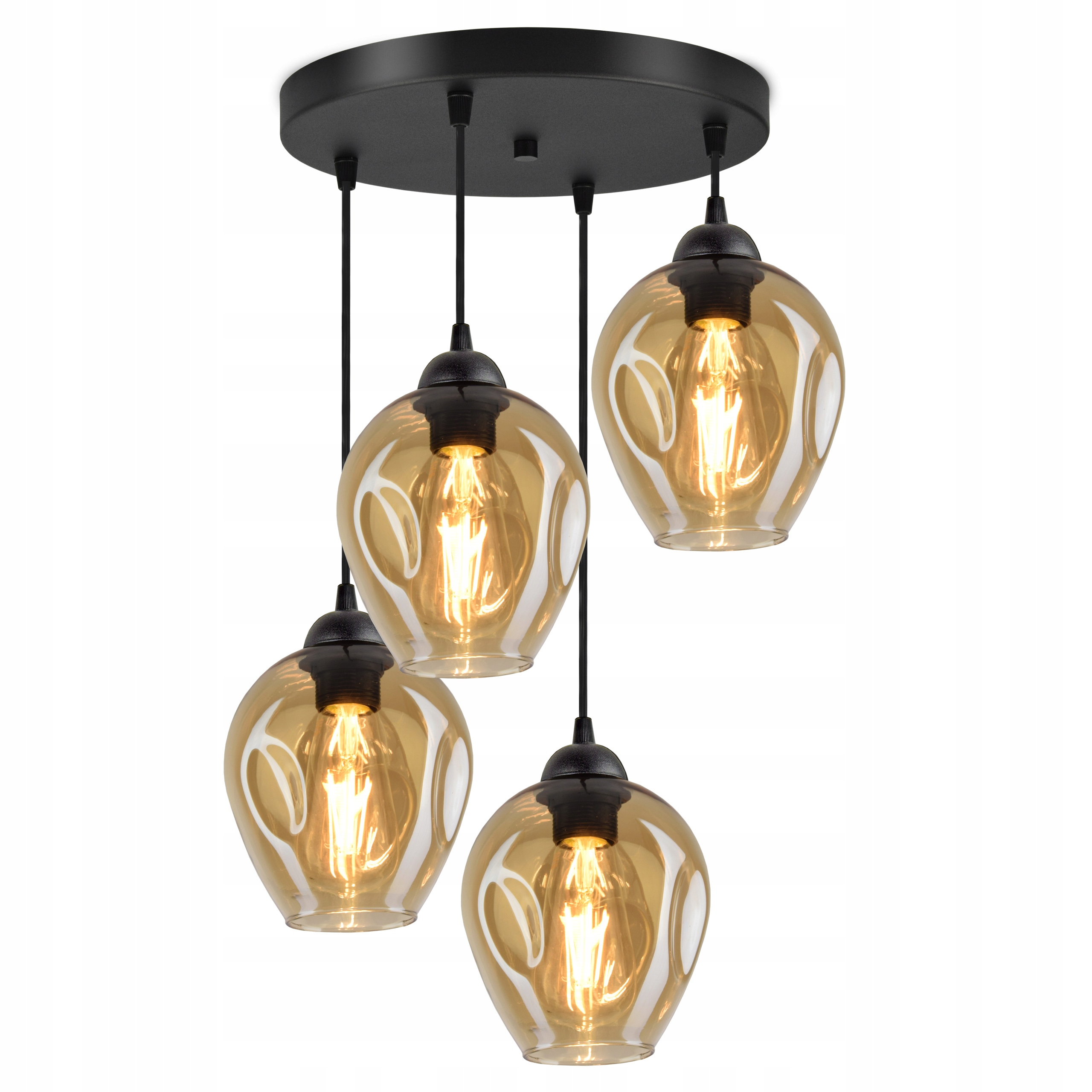 

Lampa Wisząca Żyrandol Plafon 4 Klosze Miód Led