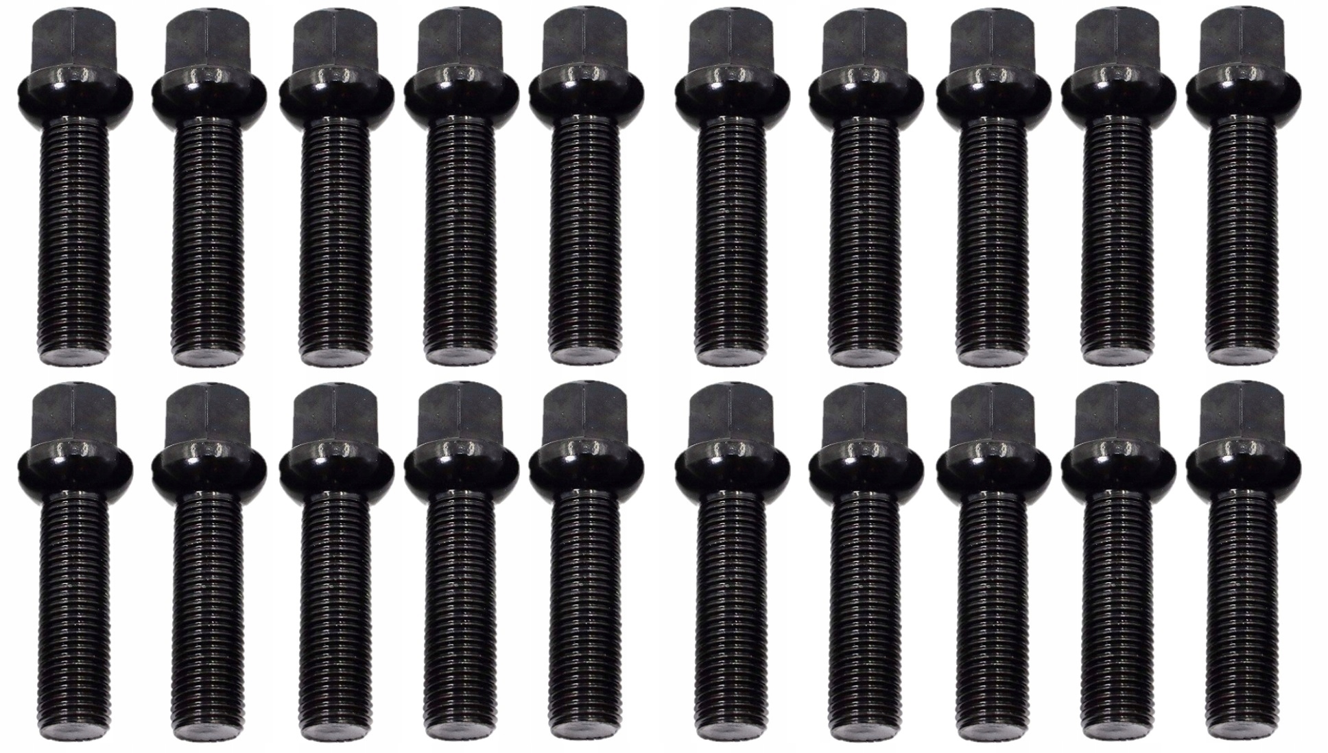 Kolové šrouby 15x1,25x45 mm kulová koule černé Mercedes Gle-class Gls-class Amg