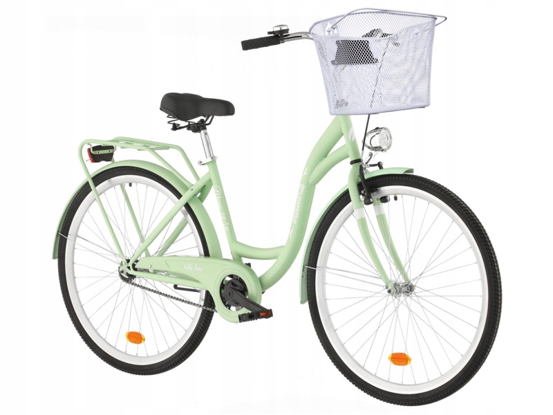 Rower miejski Indiana Moena S1B 28 cali damski Miętowy Koszyk