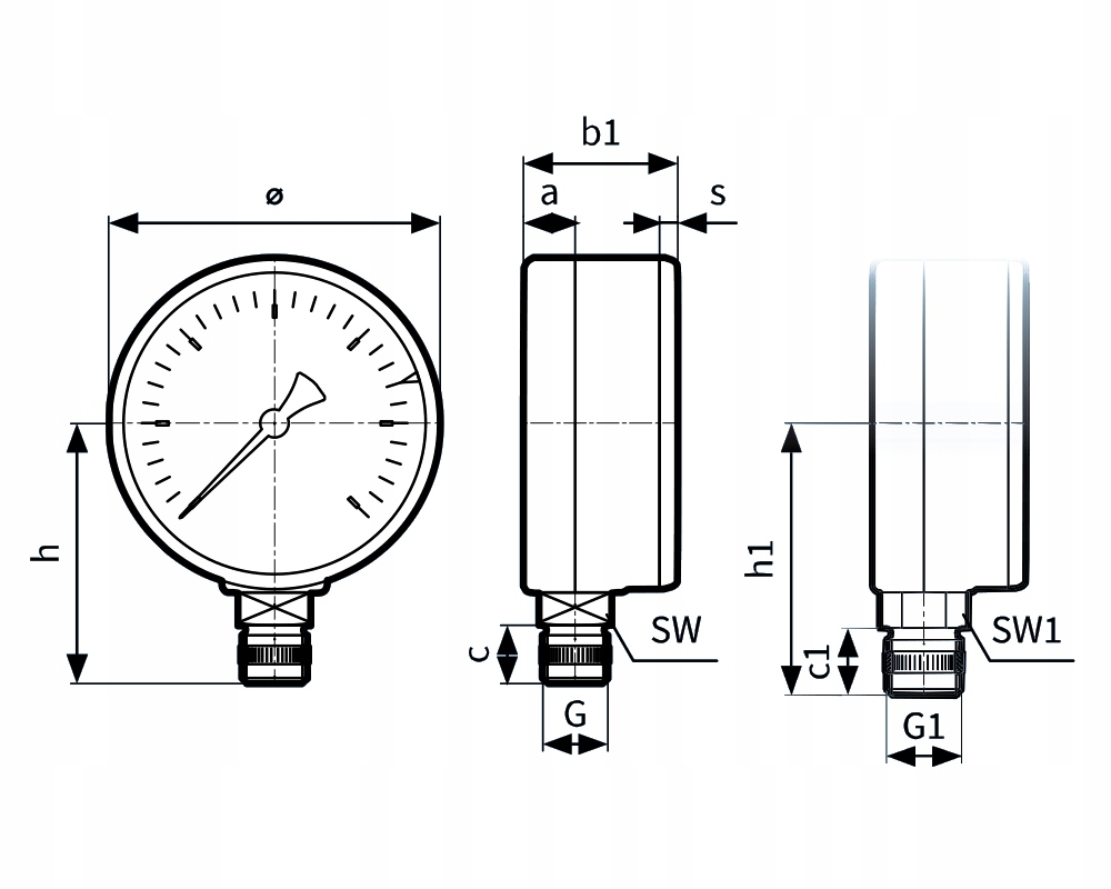 MANOMETR RADIALNY DOLNY 1/4 63mm 0-6 BAR AFRISO Kod producenta 63513