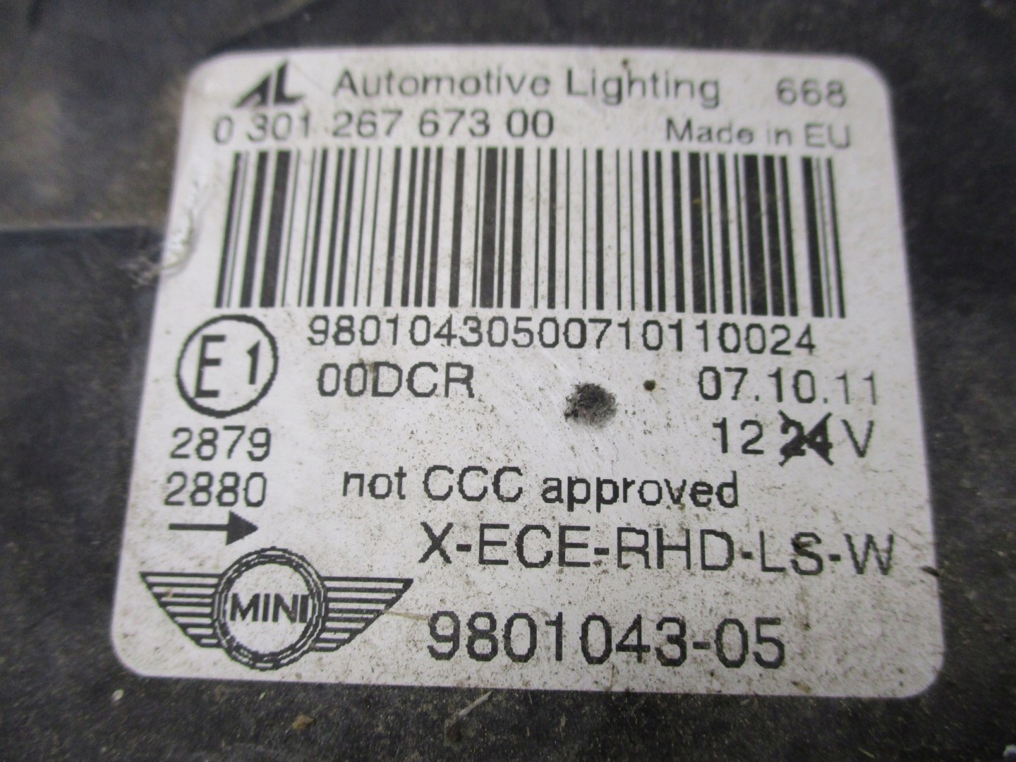 light Bixenon MINI COUNTRYMAN R60 9801043 left