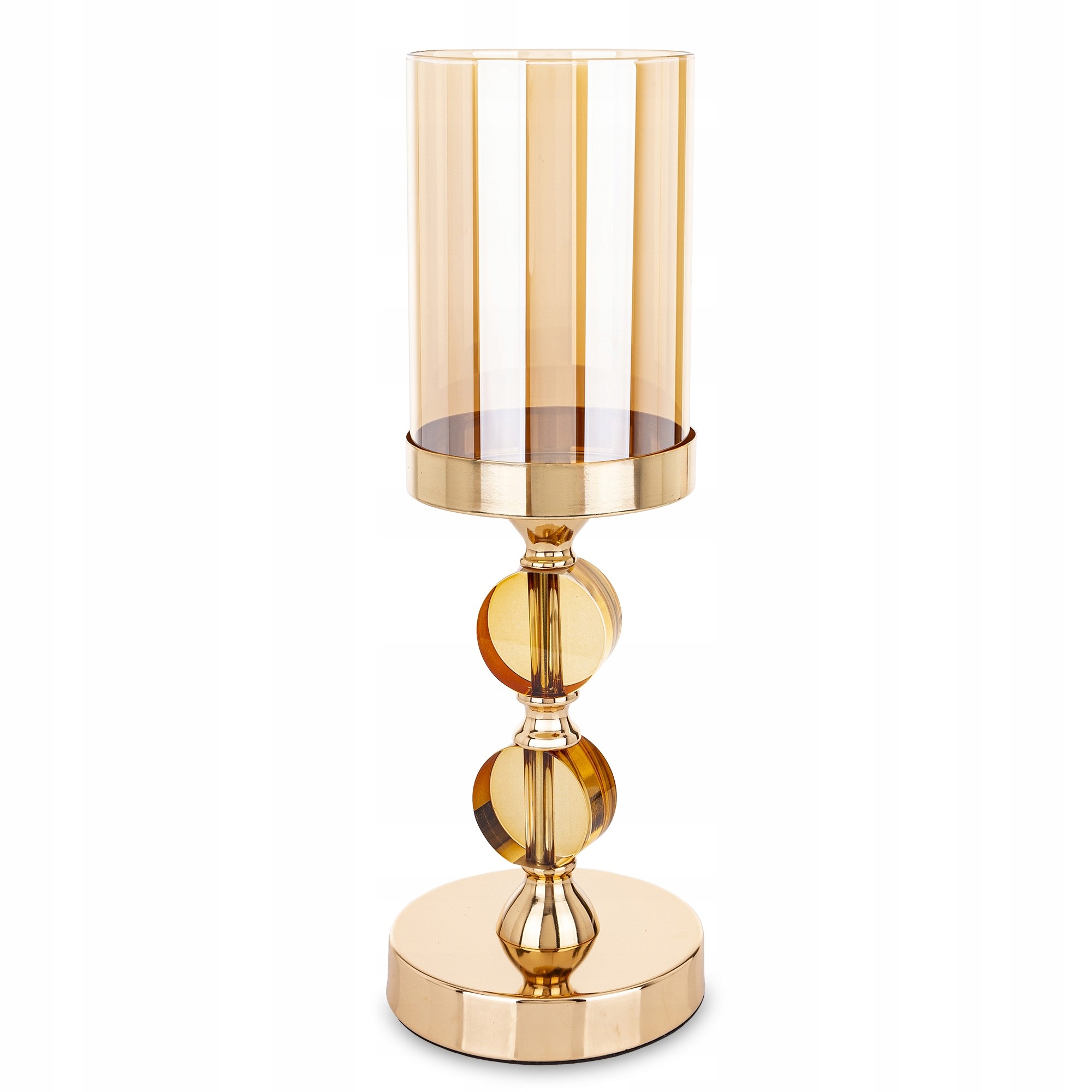 Skleněný kovový svícen zlatý glamour 35x12x12 168992