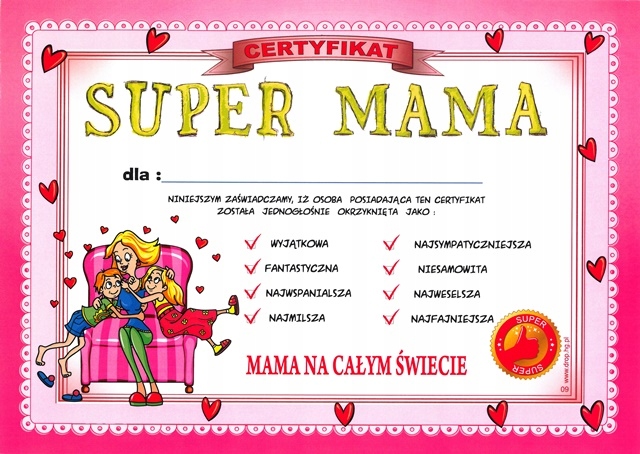 

Dyplom dla mamy Dzień Matki życzenia 20-99