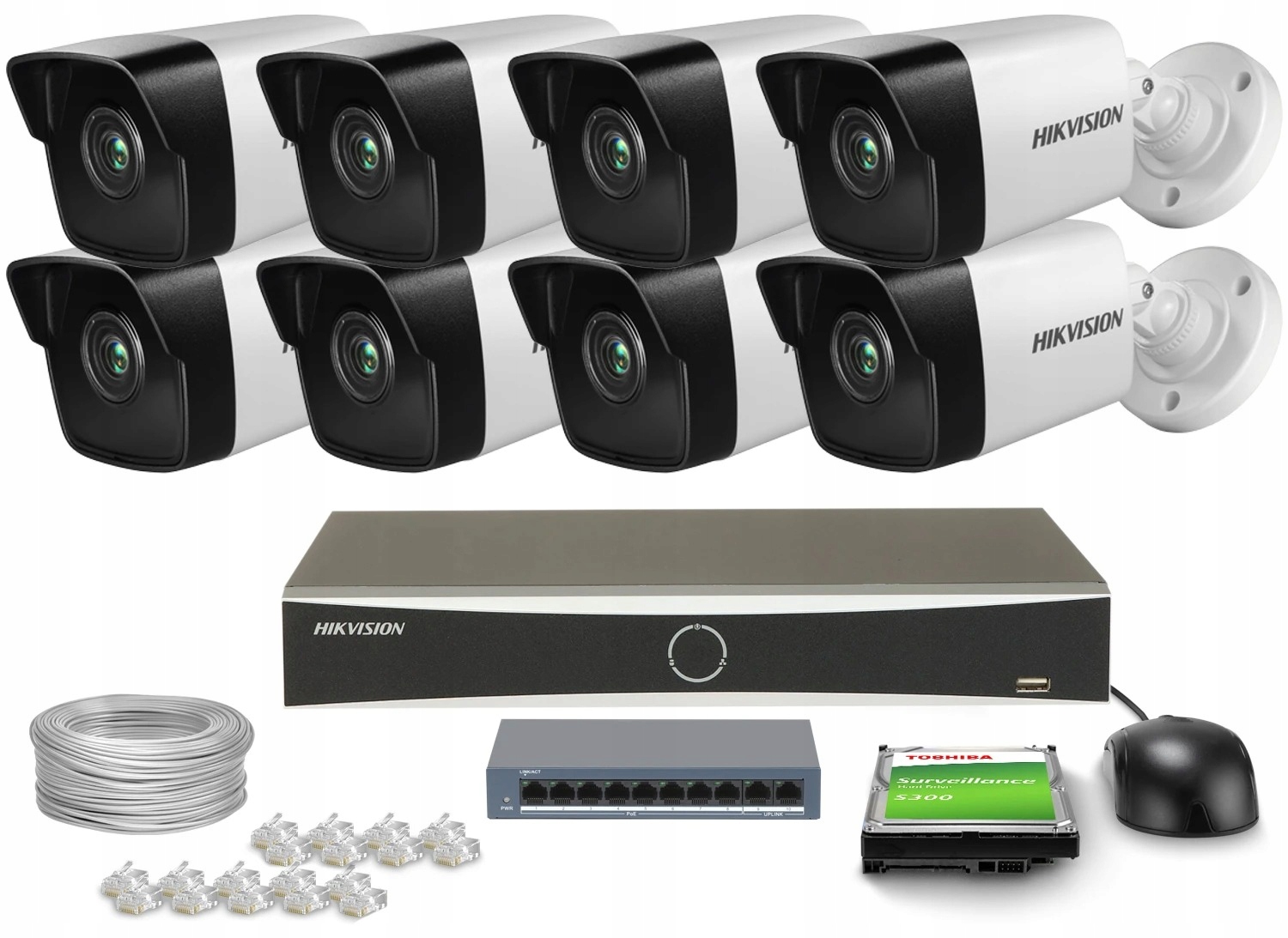 Sada na monitorovanie kamery dom firma Ip 8x DS-2CD1041G0-I/PL 4MPx Ir 30 m