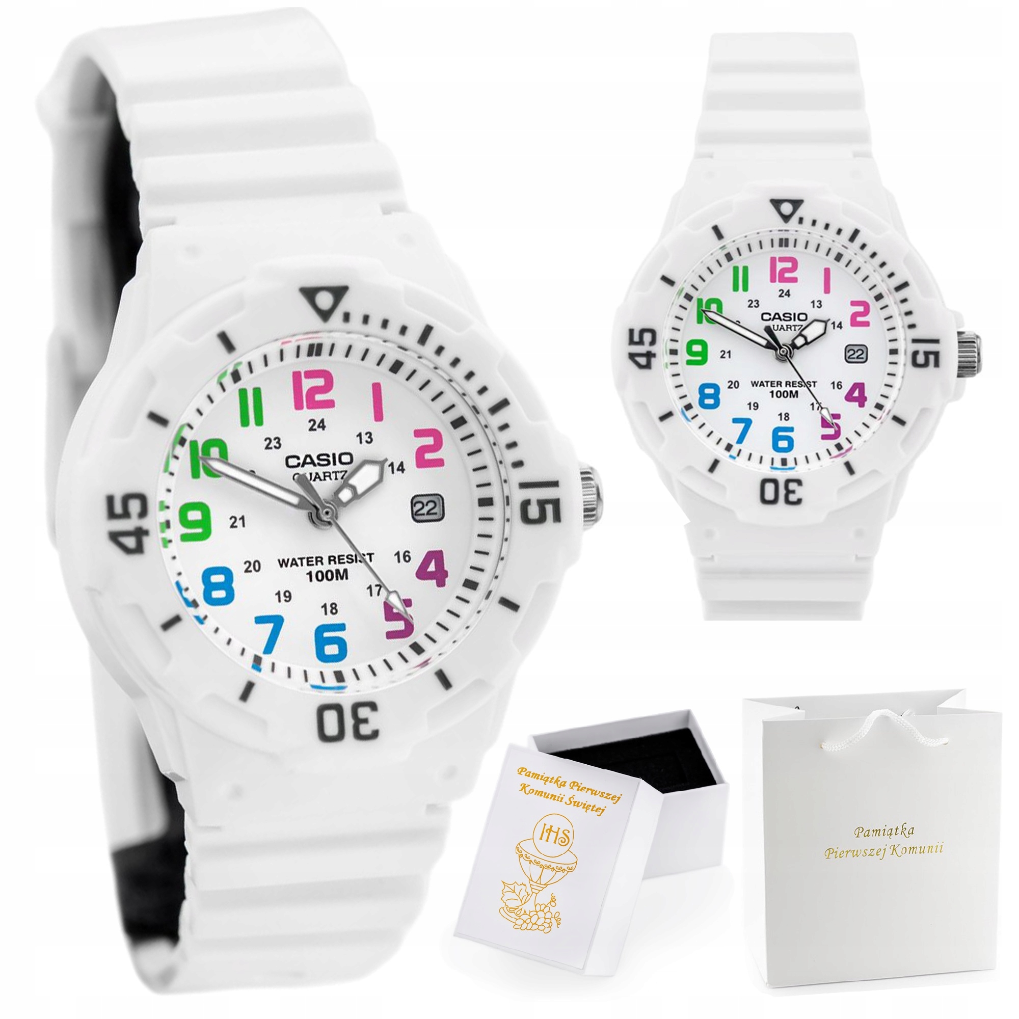 Bílé Sportovní Hodinky Casio Na Svaté Přijímání Pro Dívku Dárková Taška