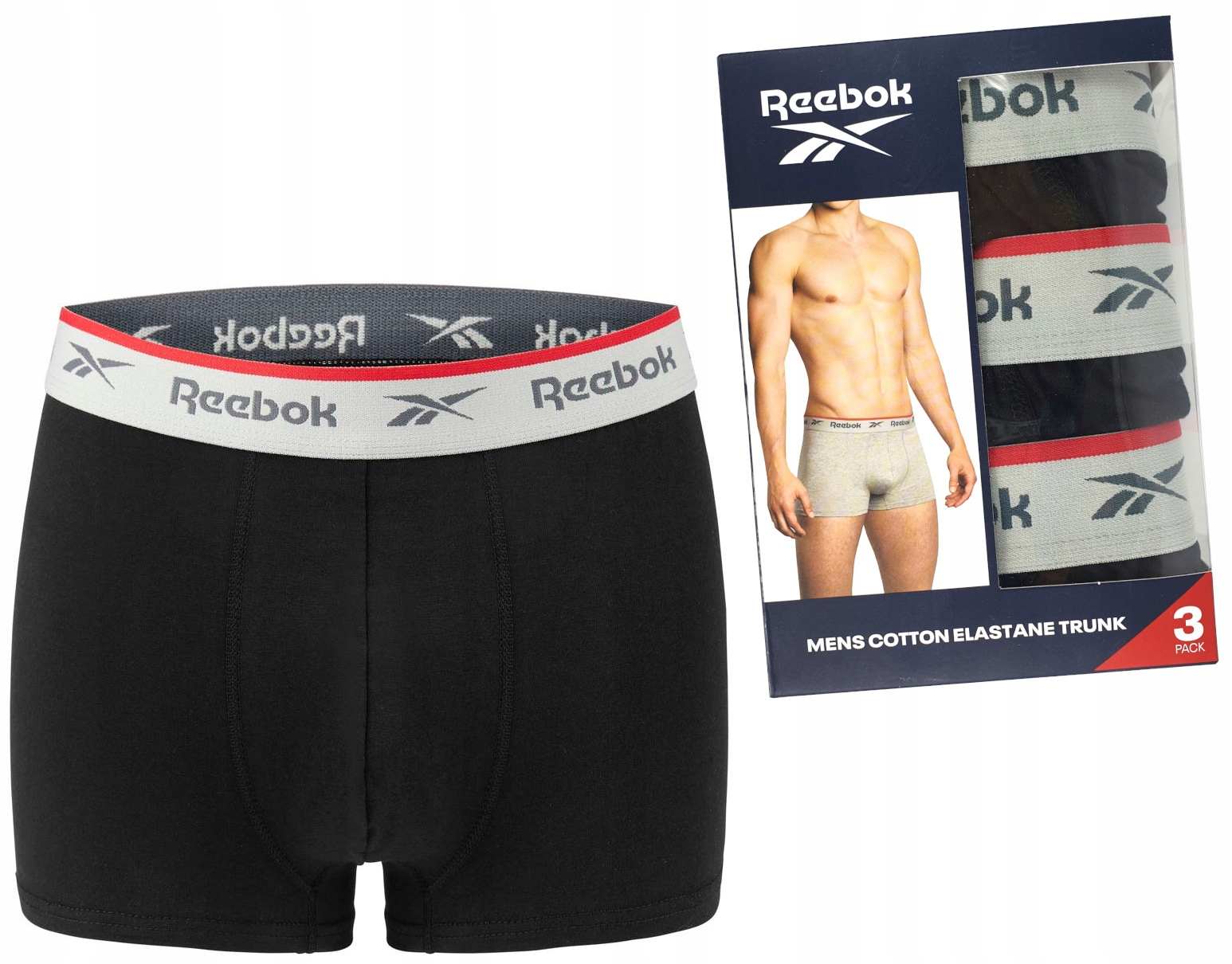 

Reebok bokserki męskie majtki Czarne 3pak M