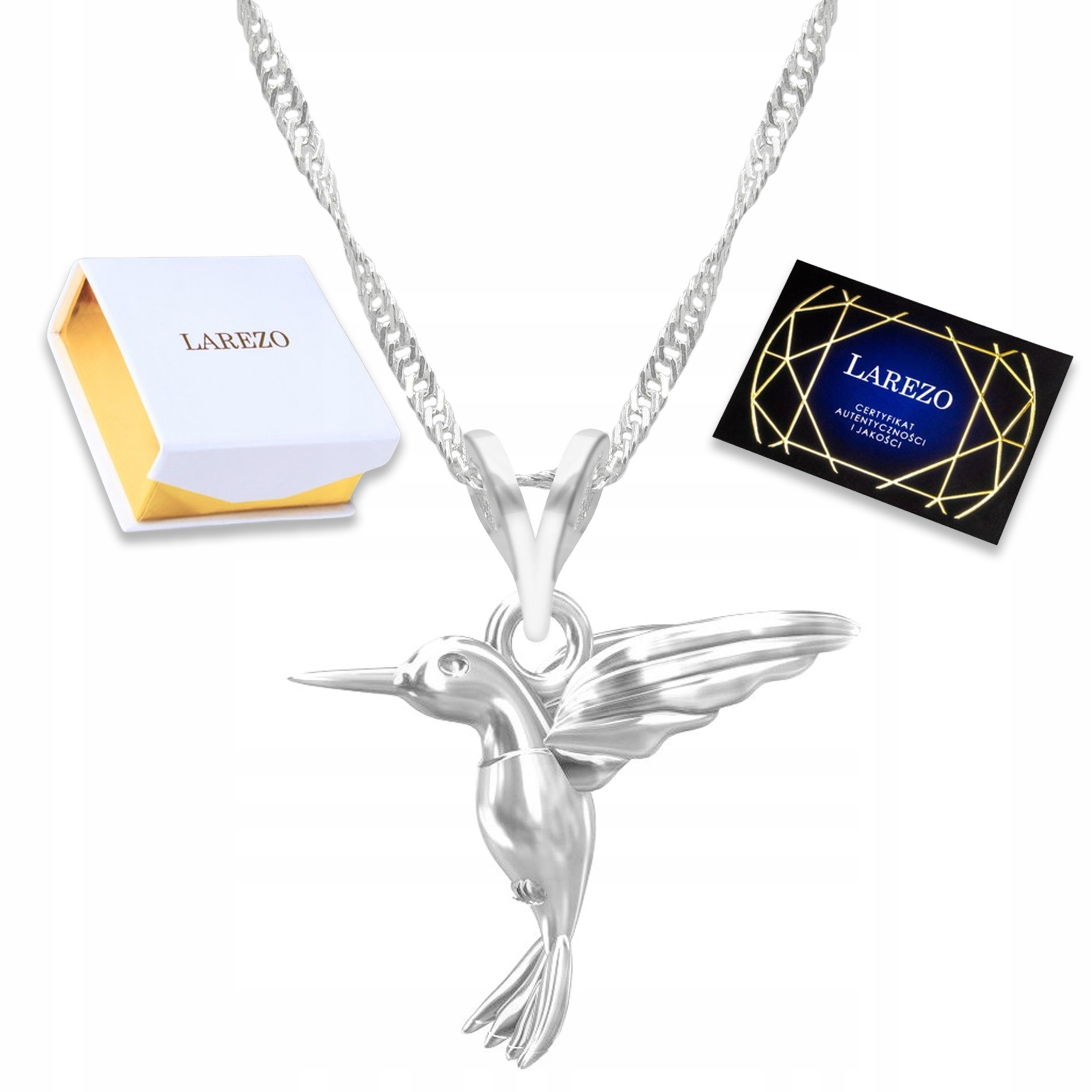 Stříbrný náhrdelník Kolibřík Pták Zvíře Ptáček Stříbro 925