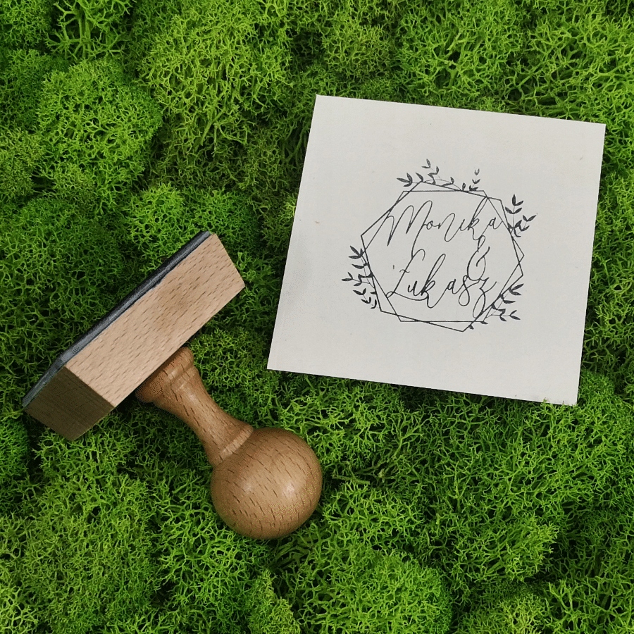 Heksagonalny stempel ślubny, pieczęć, papeteria