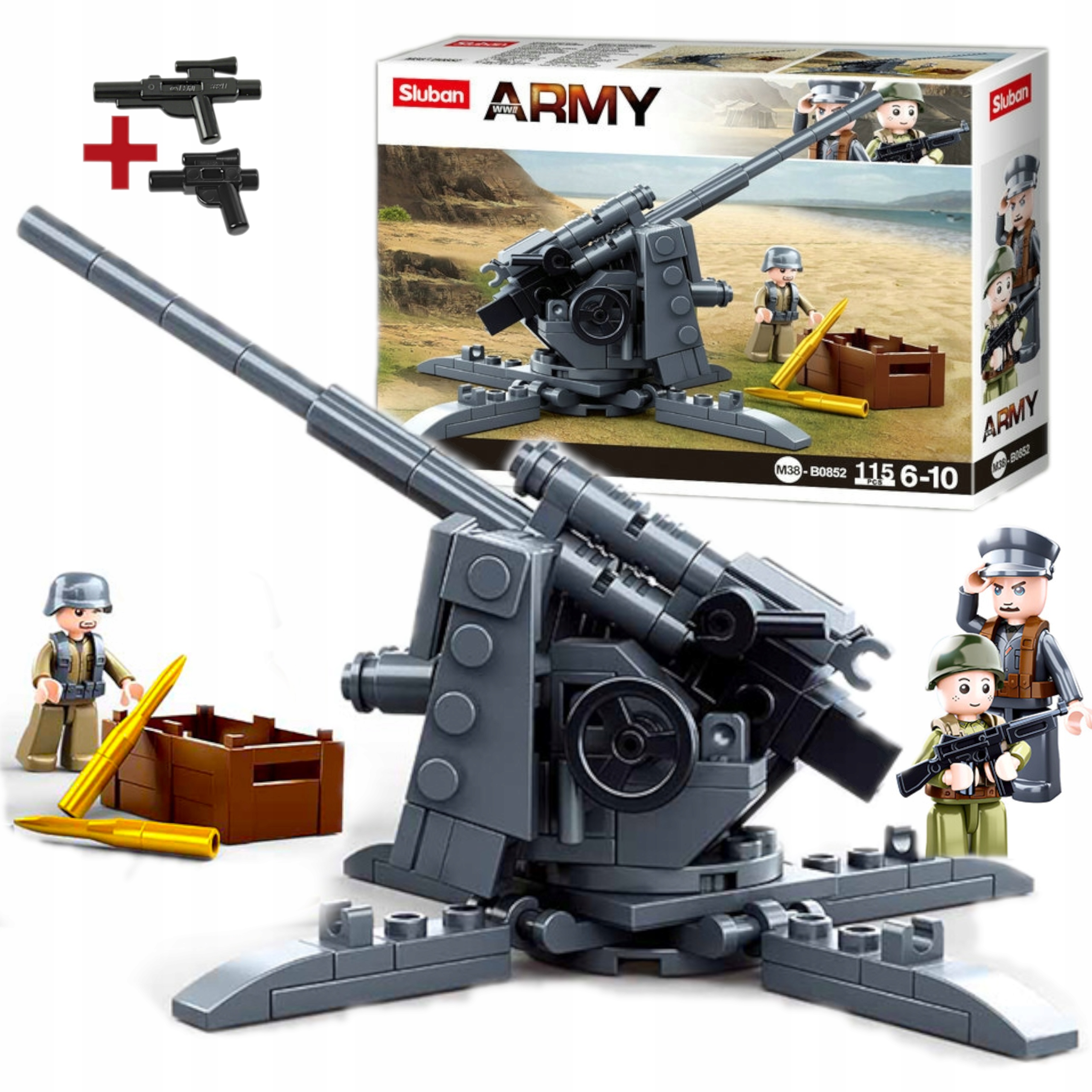 Klocki Działo Przeciwpancerne 8,8 cm Flak 18 Armata+ Figurka Lego Broń