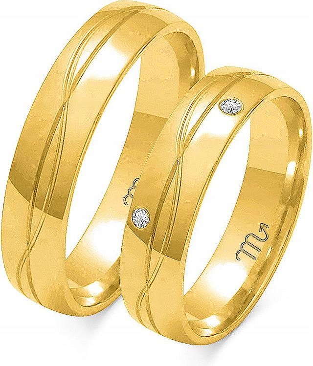Zlaté snubní prsteny svatba jemné svatba 585, rok 11 12 13, jedinečný svatební vzor