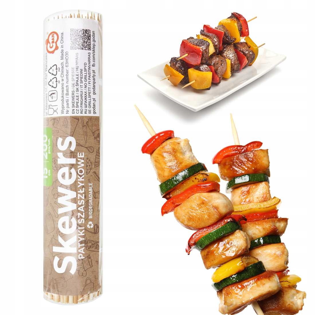 PATYCZKI DO SZASZŁYKÓW WYKAŁACZKI GRILLA 200 SZT Stan opakowania oryginalne