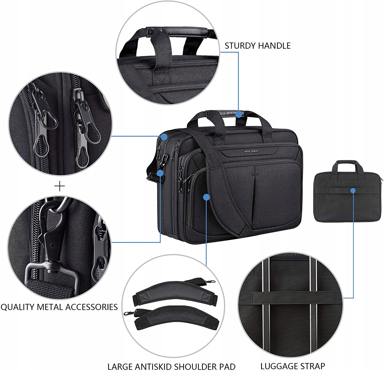 TORBA BIZNESOWA NA LAPTOP 17,3 cala, teczka KROSER Model DKL156 NXL