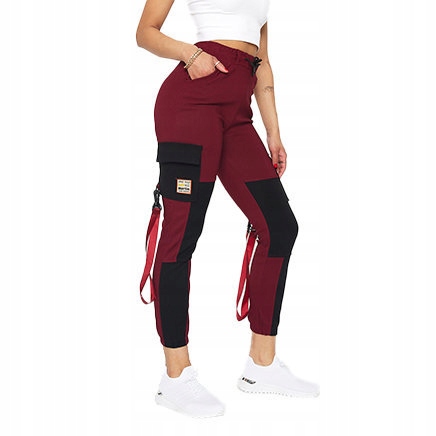 

YY1-NM Bordowe Spodnie Damskie Bojówki S/m - 37