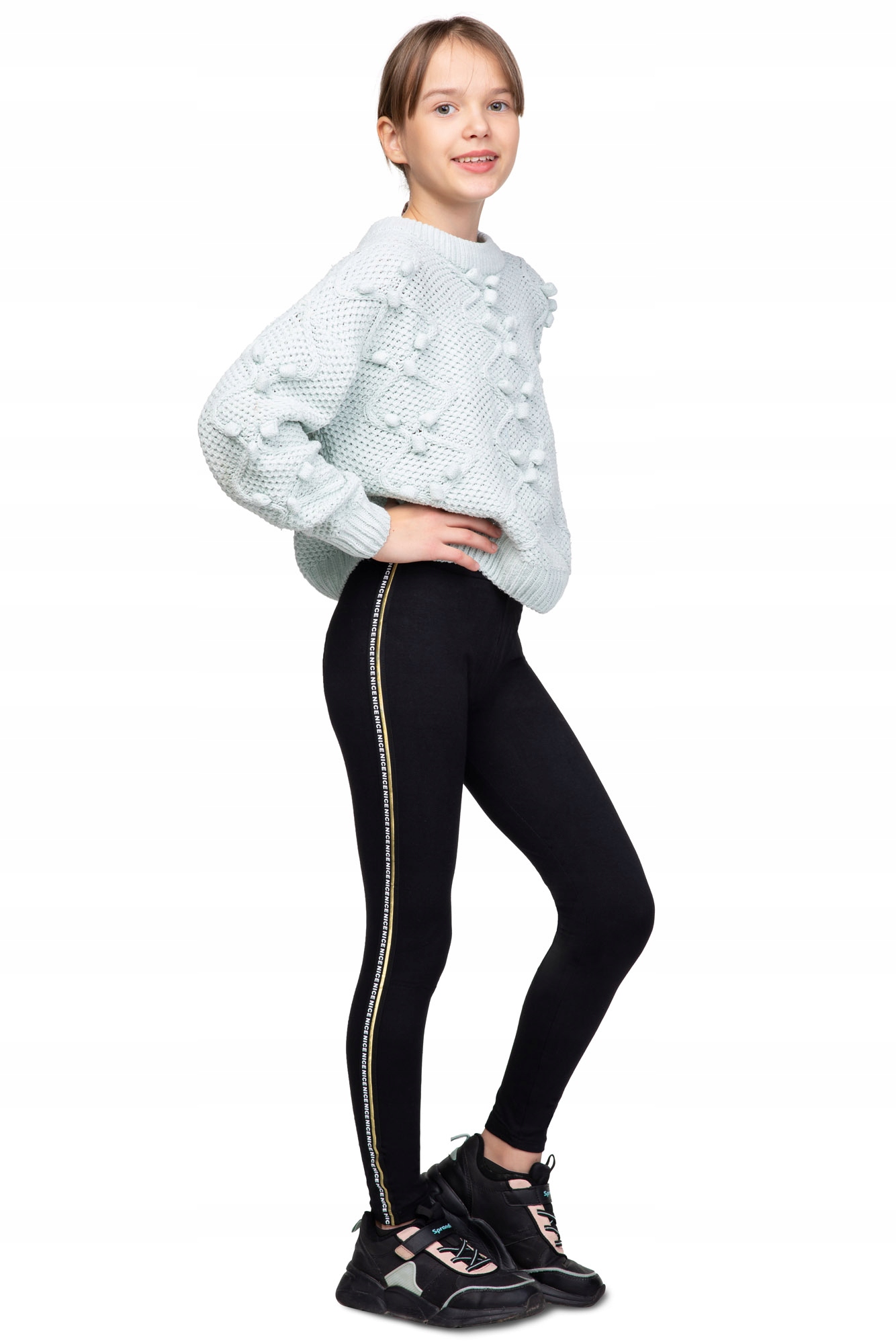 

Dziecięce Legginsy Lampas Napis Spodnie FS0059