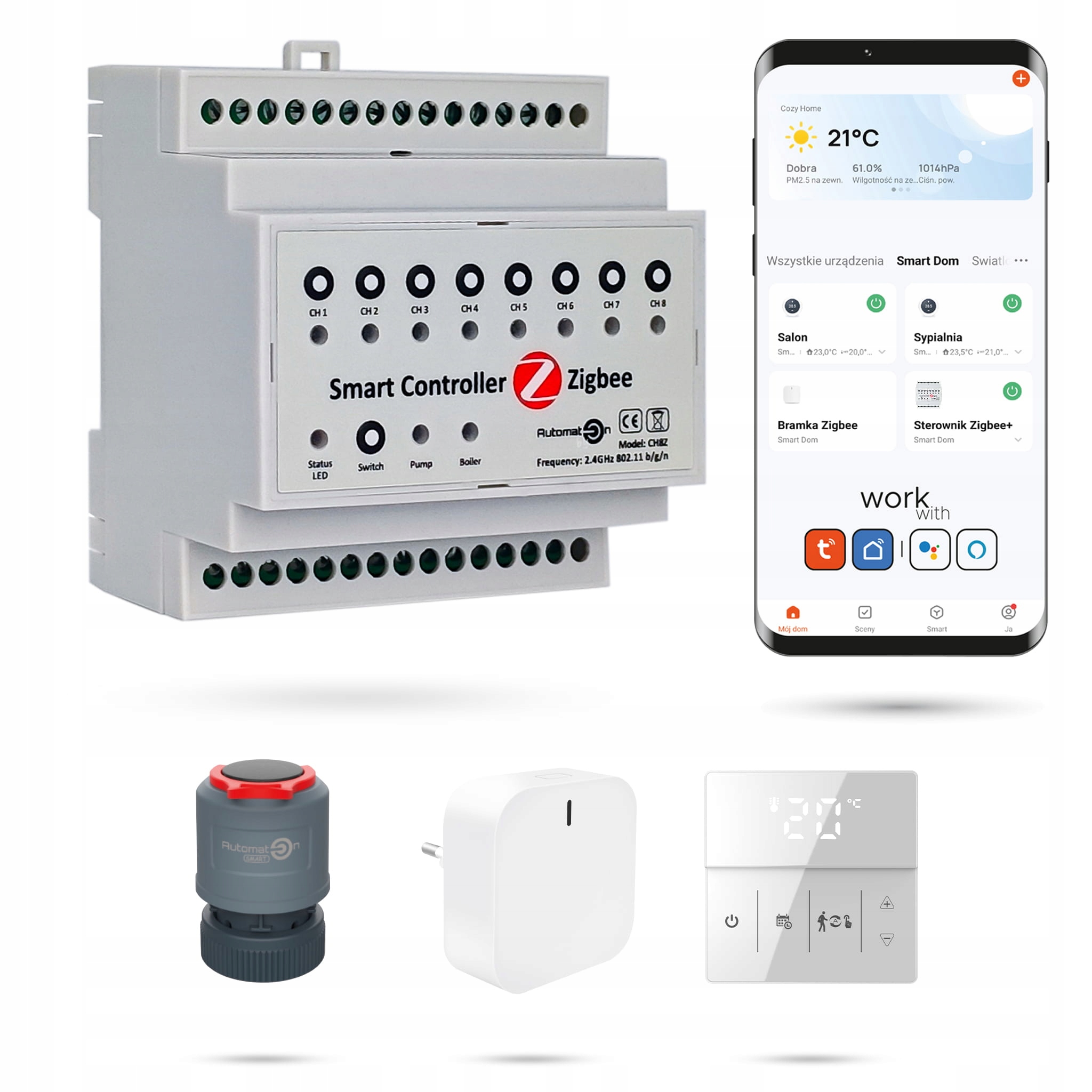 Súprava na podlahu Zigbee Tuya CH8Z 6 miestností s termostatmi Pro Wt