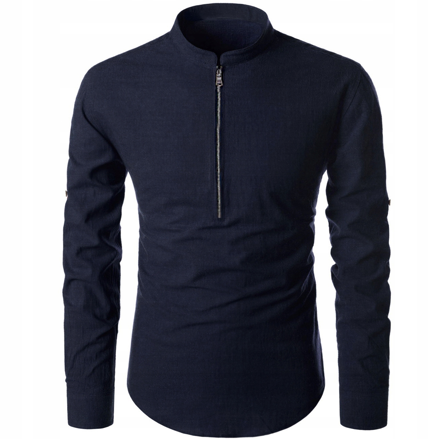 Pánská košile Stojáček Zip Každodenní Regular Casual Elegant