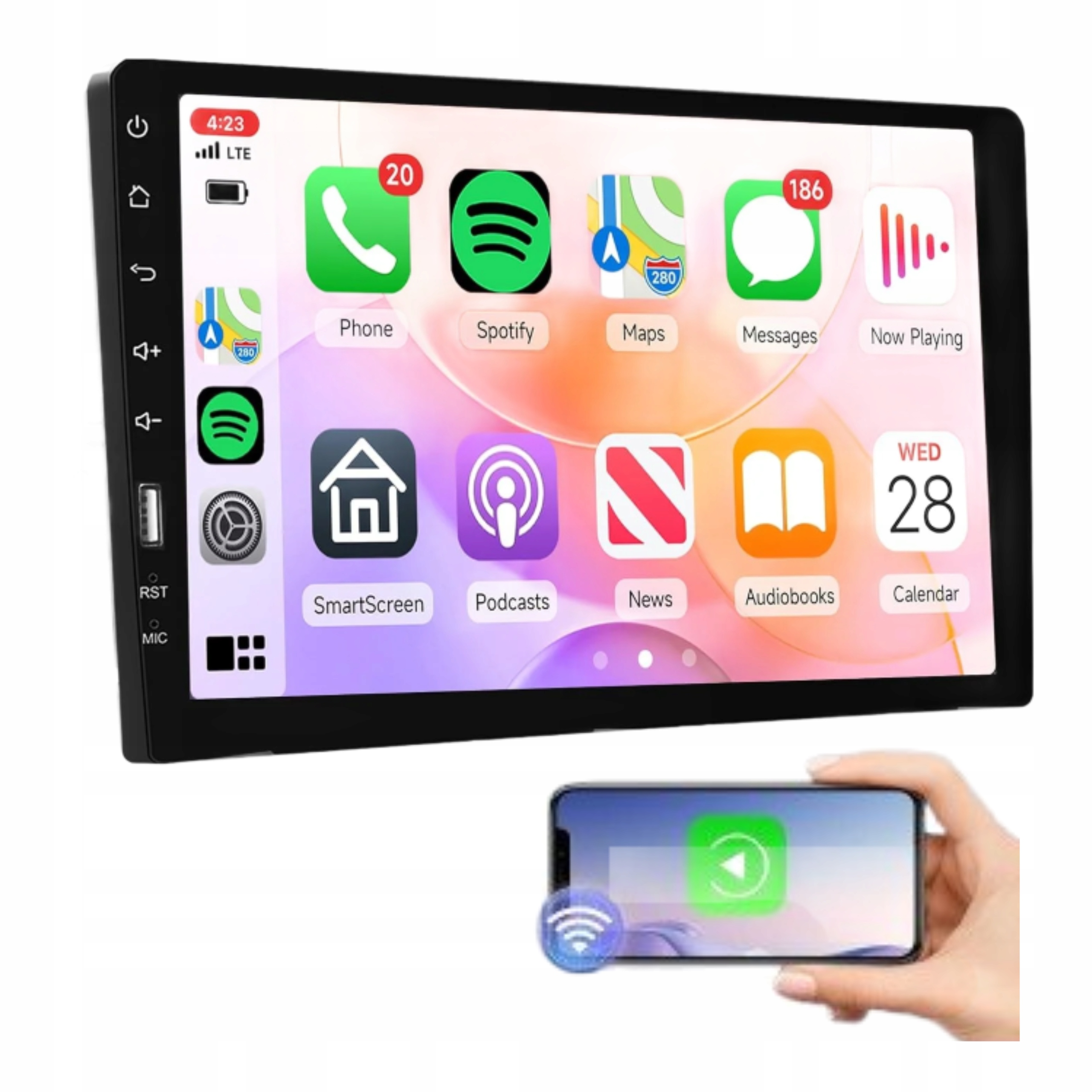 Rádio do auta 1 Din Carplay 9 palců Dotykový displej Bluetooth Android