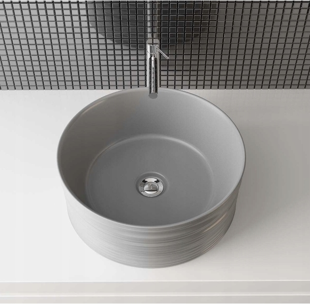 Umývadlo na dosku okrúhle Rea Sami 36 cm strieborné