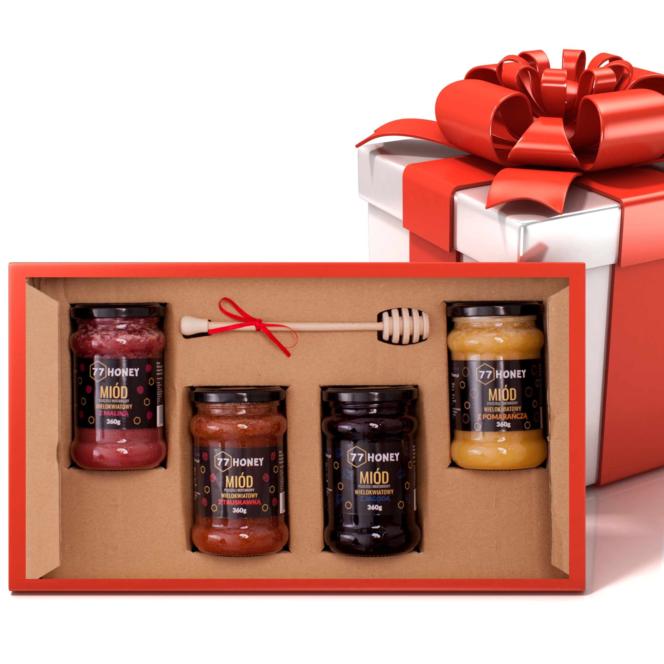 Levně Dárková sada medů s ovocem 4x360 g Skvělý Dárek