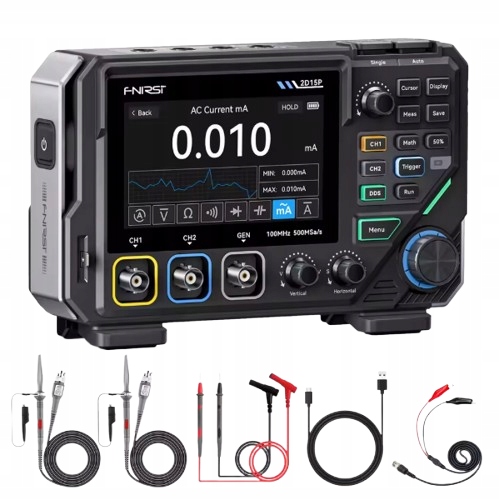 2D15P oscyloskop cyfrowy 2x100MHz 500MSa/s z multimetrem i gen Fnirsi