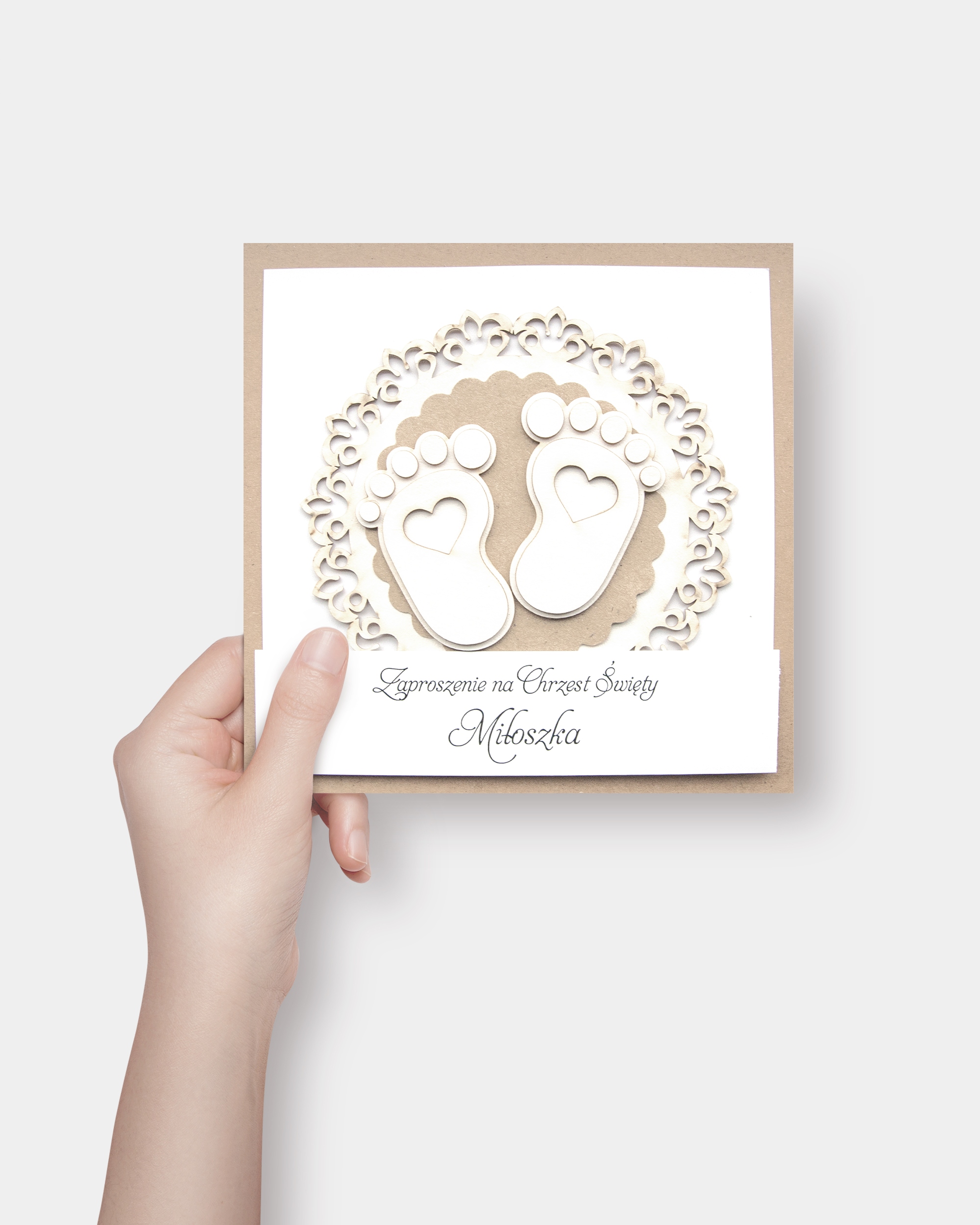 Zaproszenie na chrzest personalizowane „Flower Feet Label” Marka bez marki